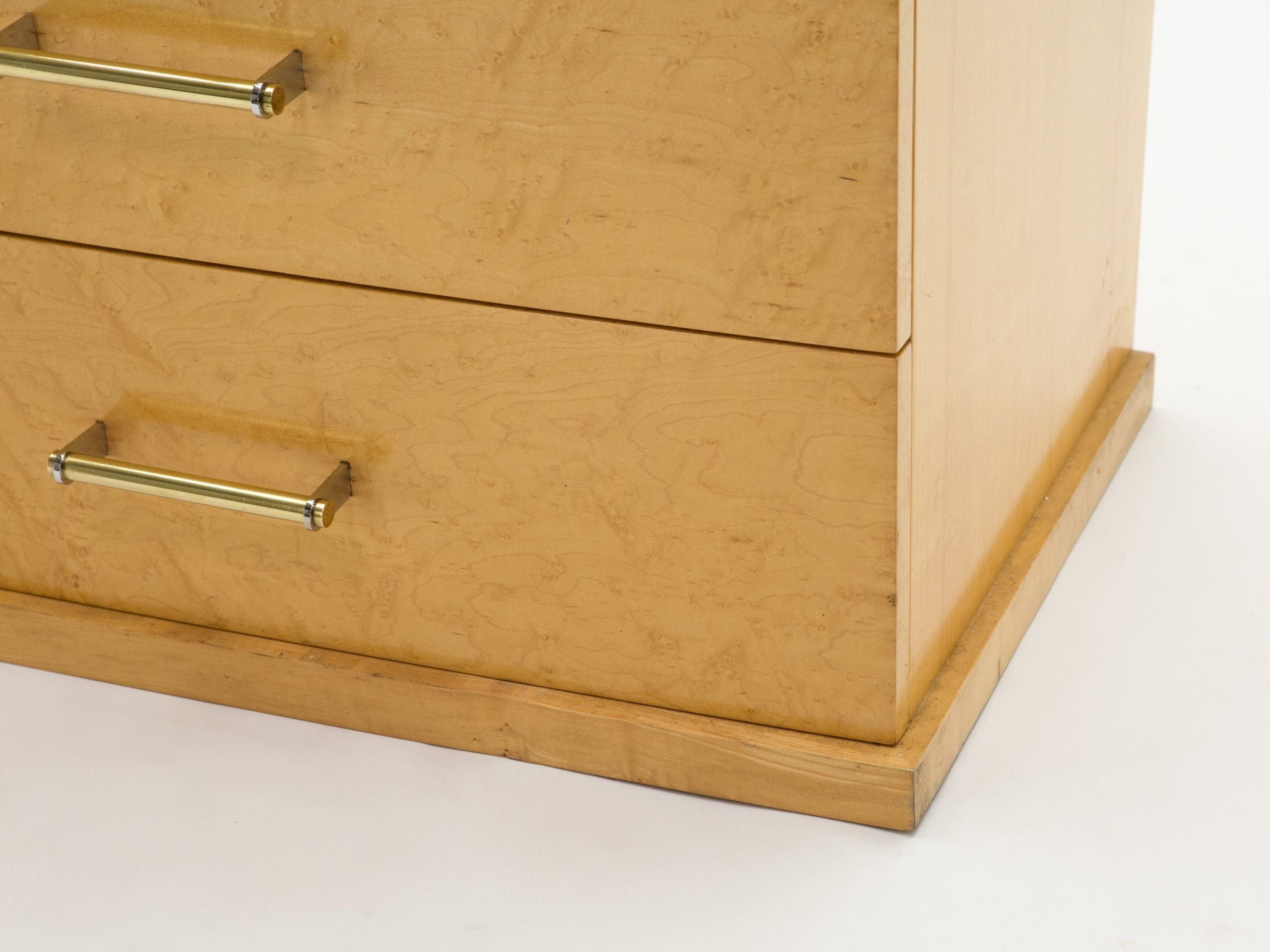 Grande Commode Art Déco Française en Sycomore avec Poignées en Laiton, Années 1940