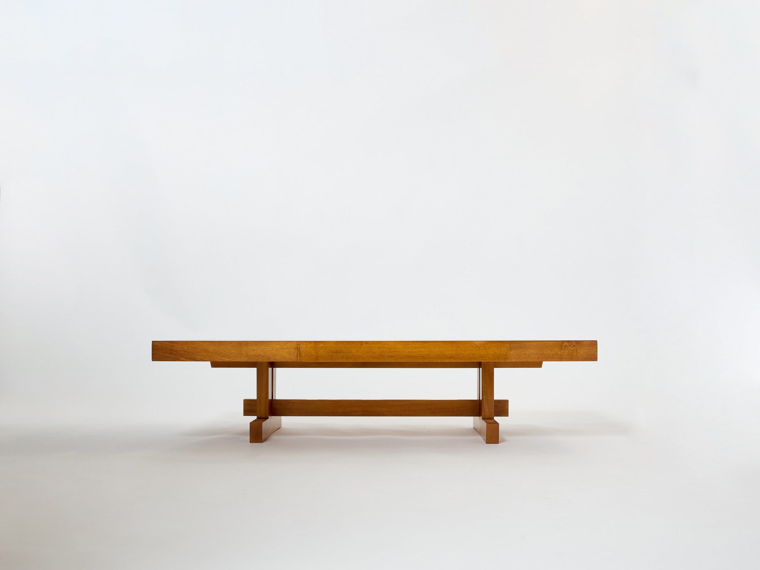 Table basse française en chêne, bois pétrifié et ardoise, années 1960