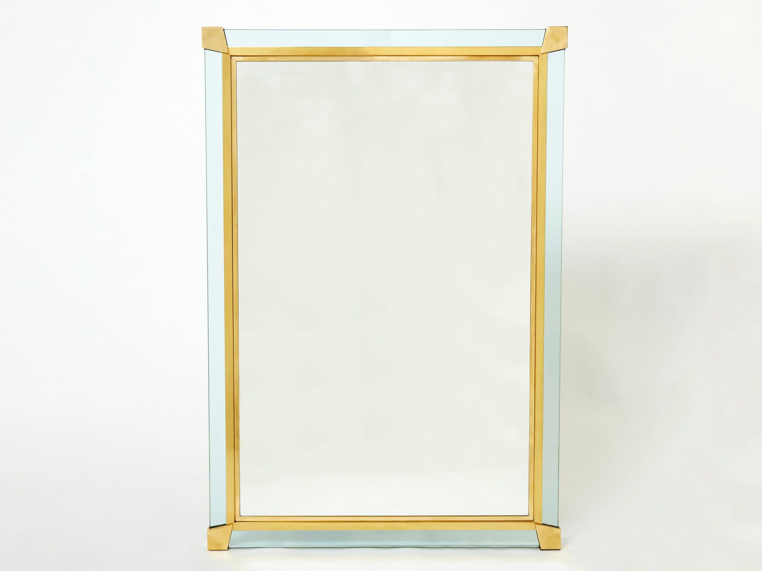 large italian brass murano glass mirror fontana arte style 1970s