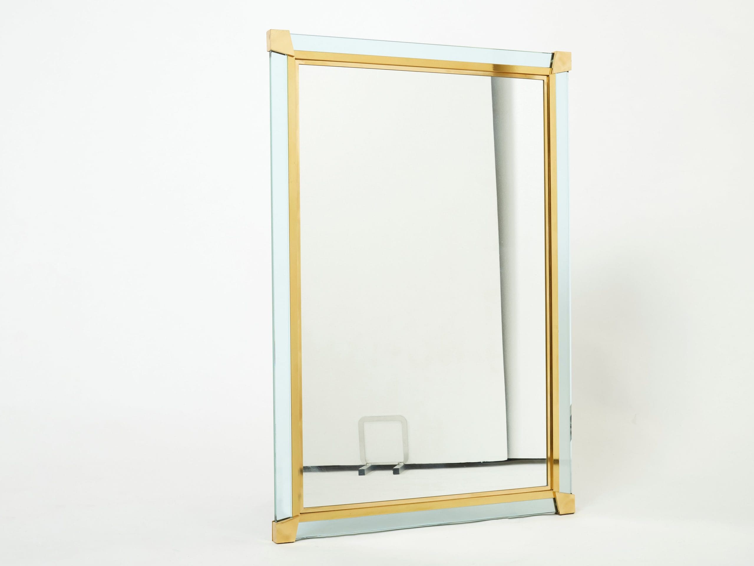 large italian brass murano glass mirror fontana arte style 1970s
