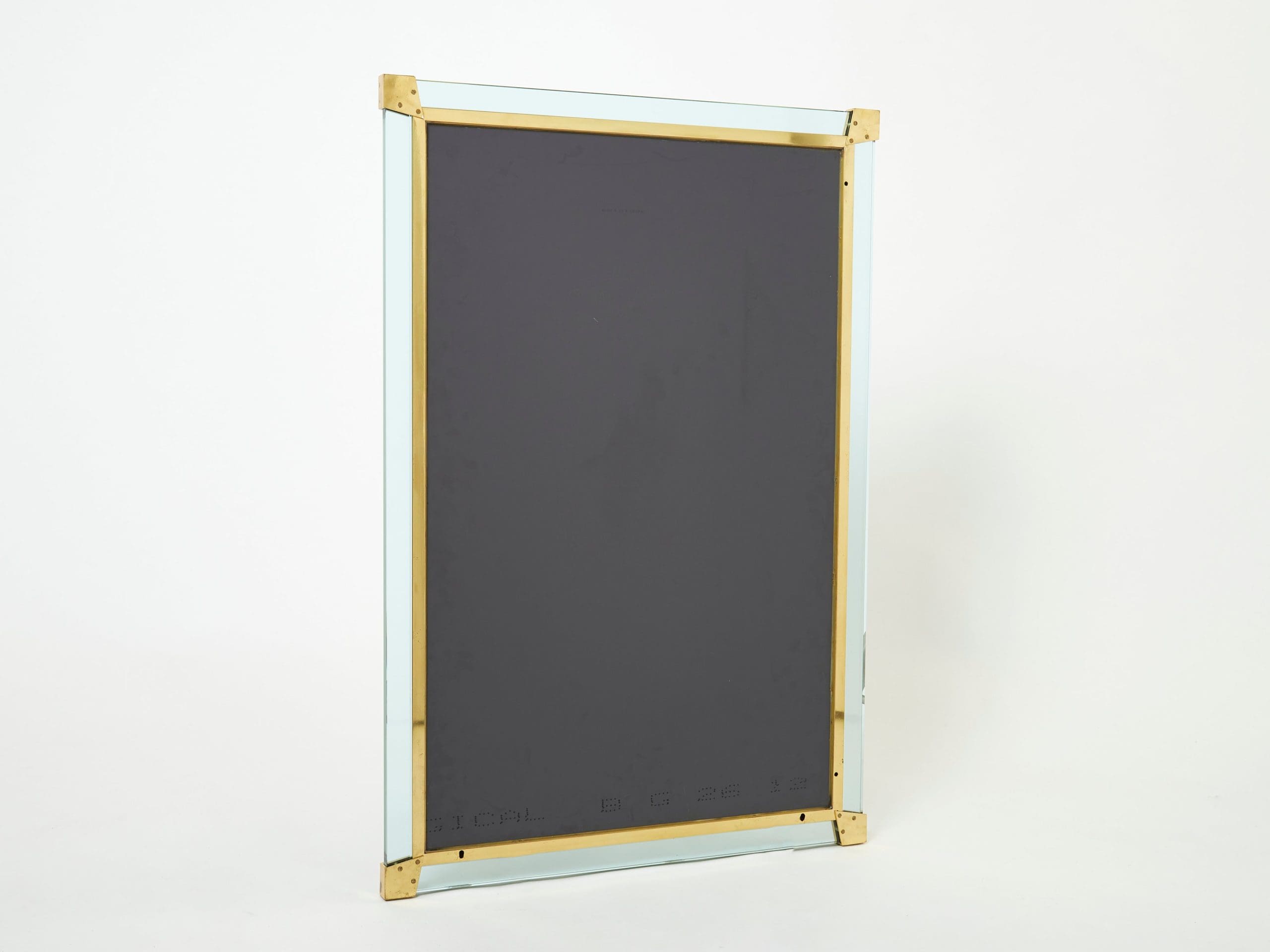 large italian brass murano glass mirror fontana arte style 1970s