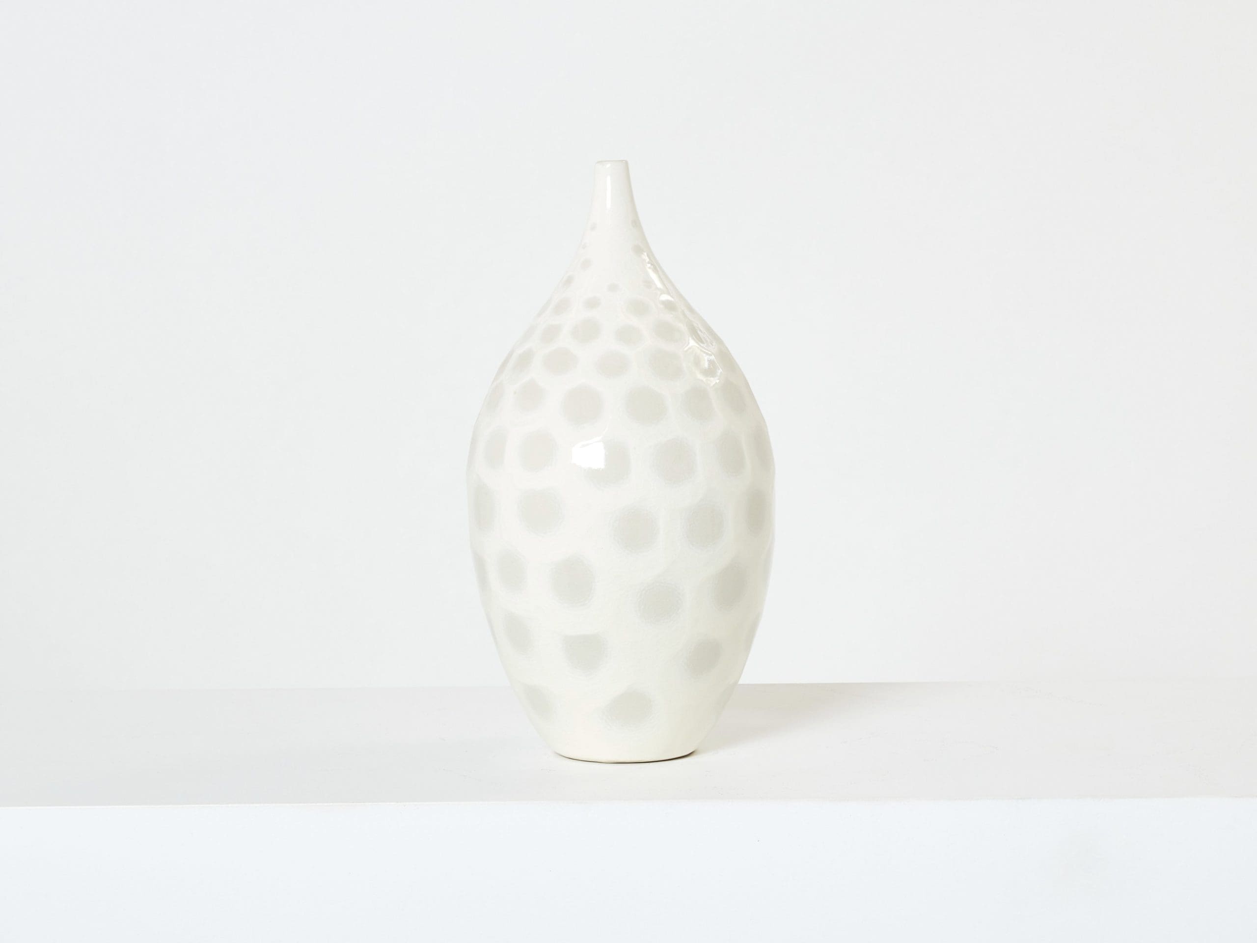 Grand Vase en Céramique Craquelée Blanc par Habitat, Années 1980
