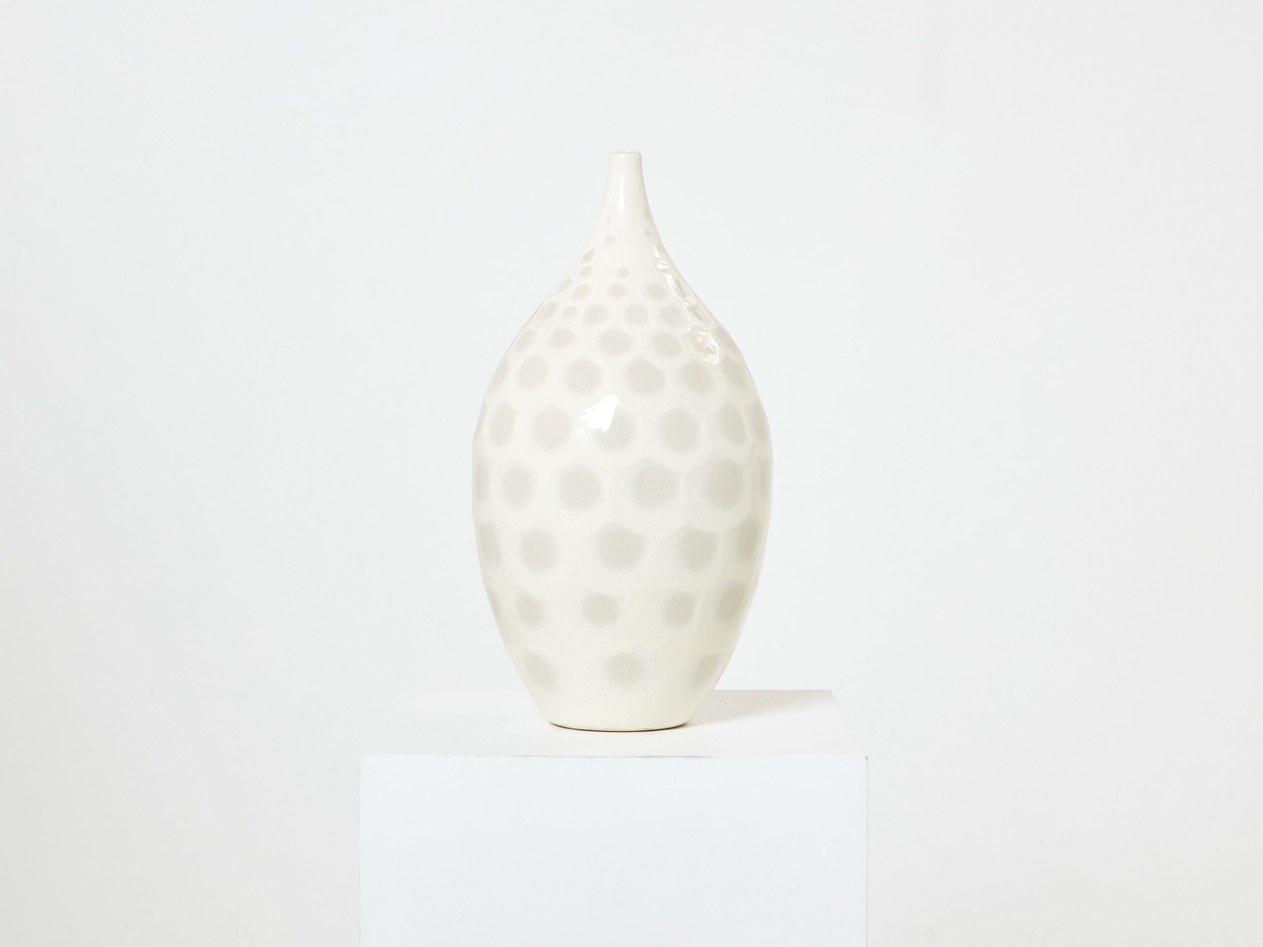 Grand Vase en Céramique Craquelée Blanc par Habitat, Années 1980
