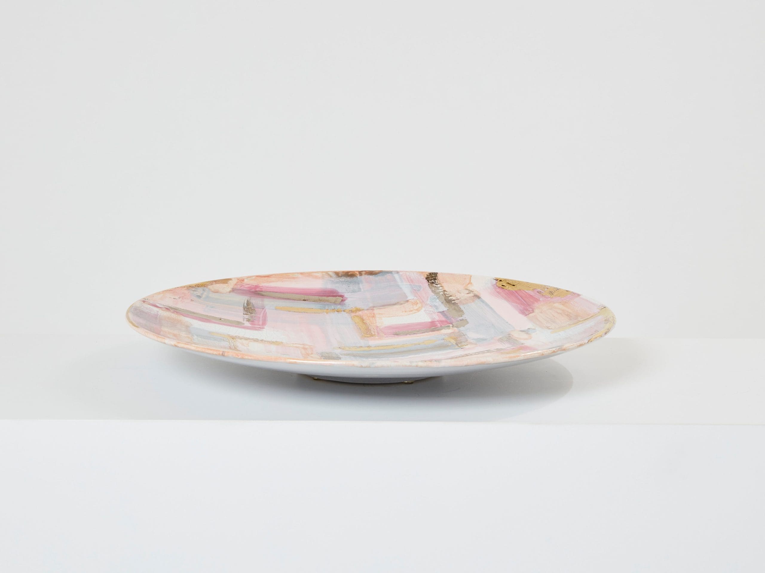 Grande Assiette Émaillée Dorée par Les Héritiers (1990)
