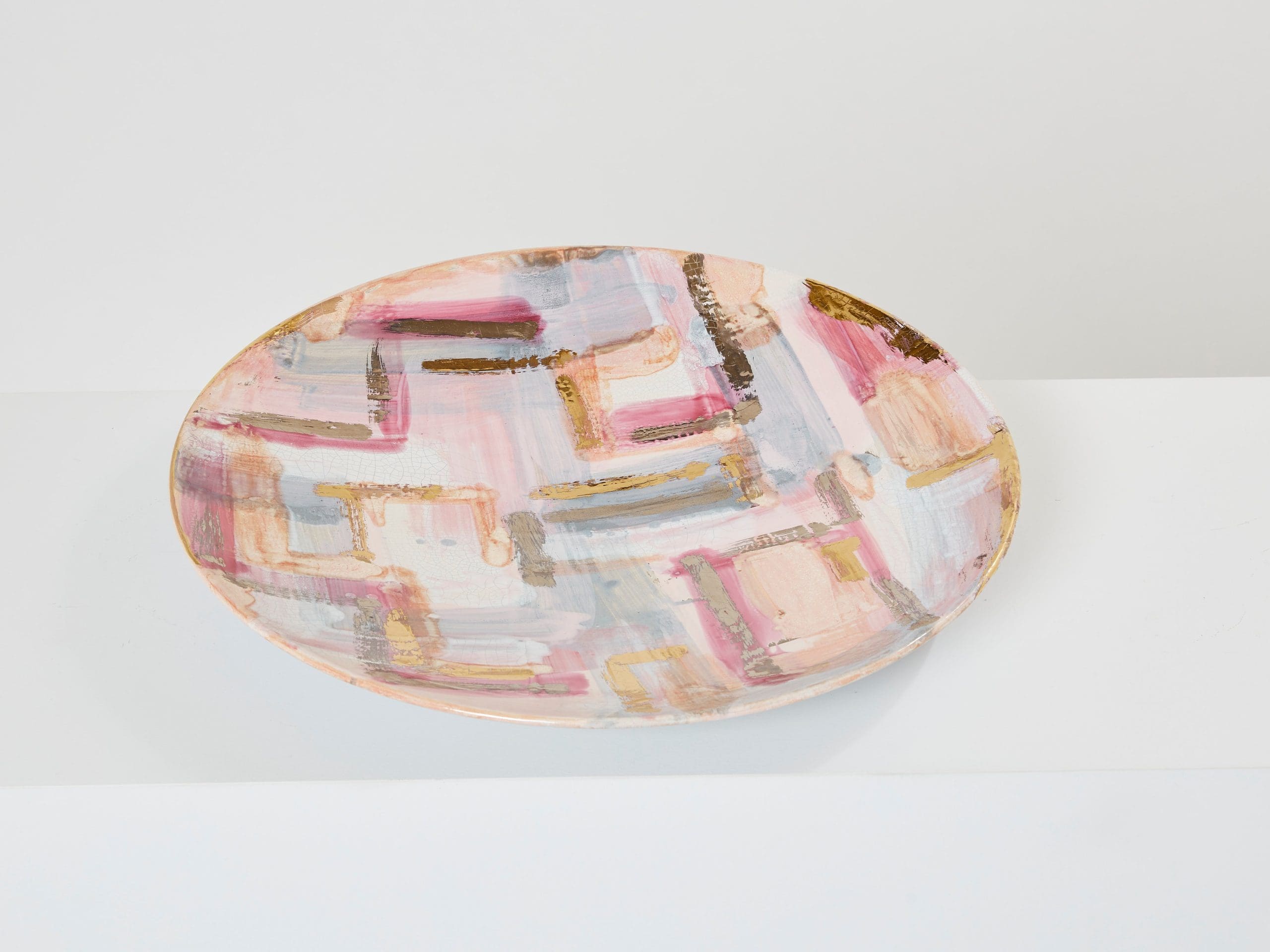 Grande Assiette Émaillée Dorée par Les Héritiers (1990)