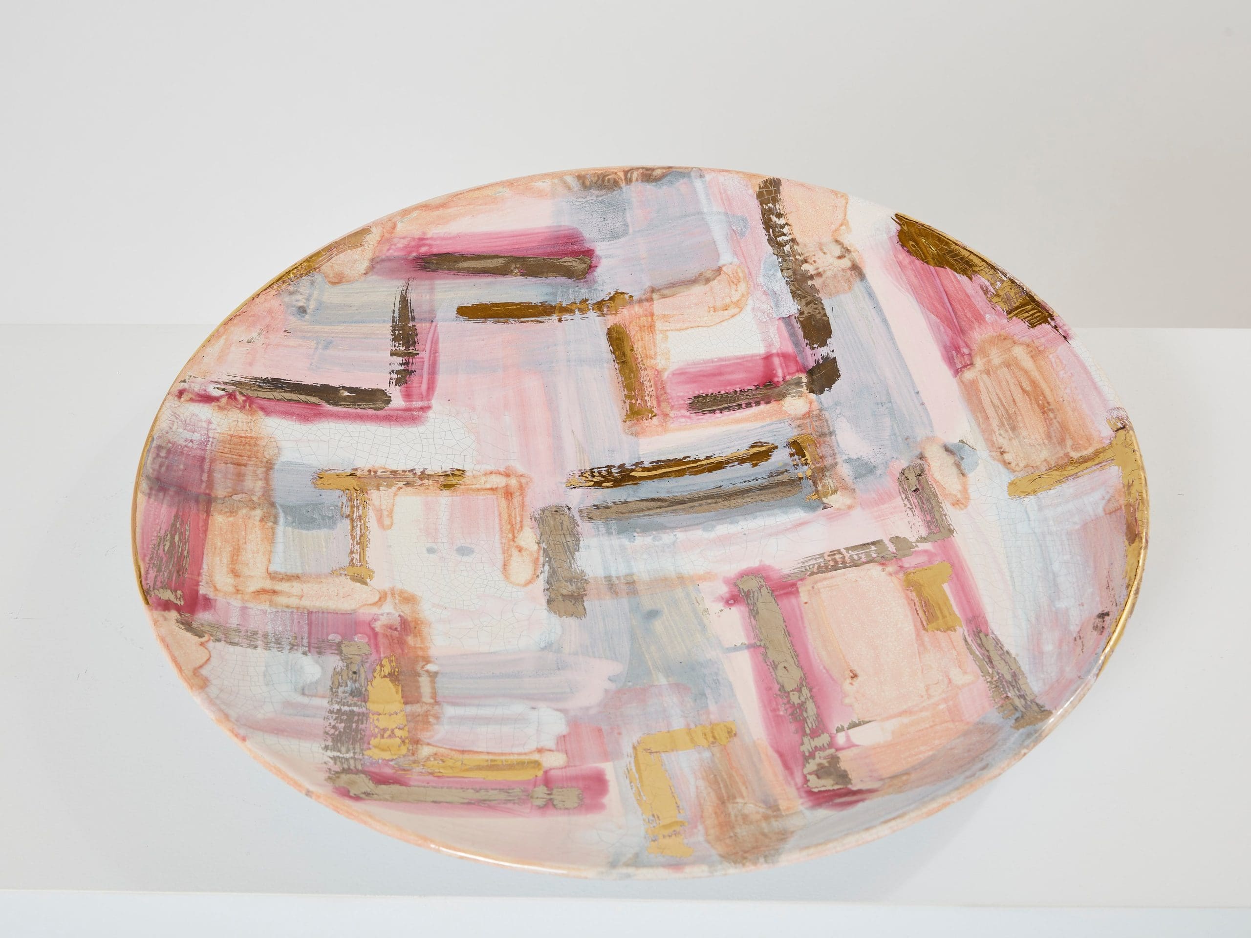 Grande Assiette Émaillée Dorée par Les Héritiers (1990)