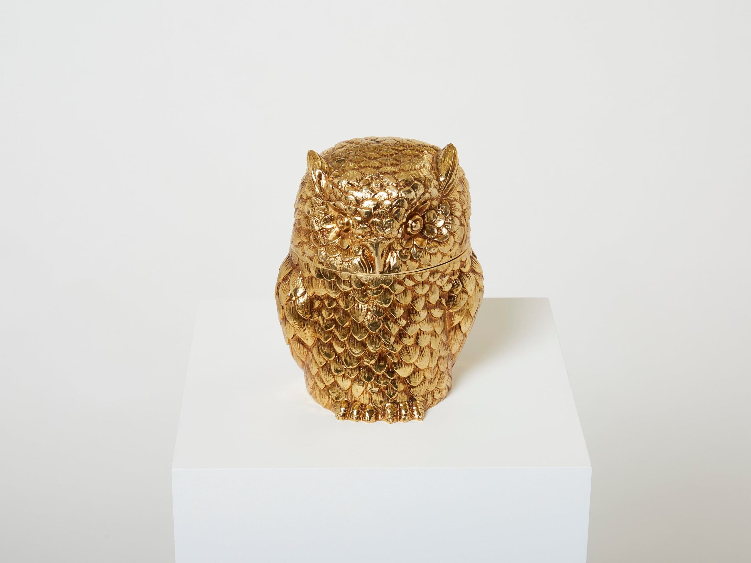 Mauro Manetti owl Ice Bucket gilt plated Italy from 1960