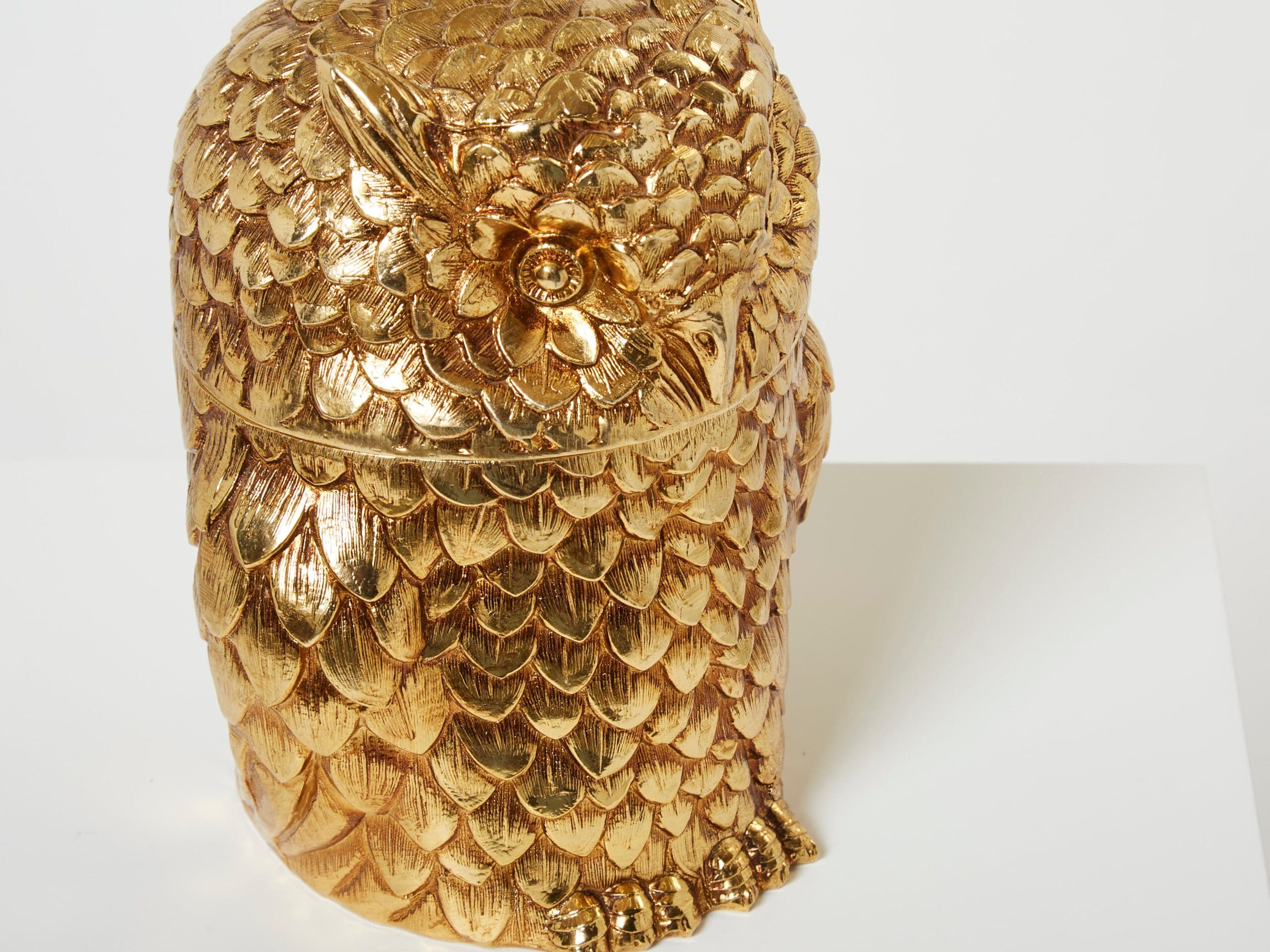 Mauro Manetti owl Ice Bucket gilt plated Italy from 1960