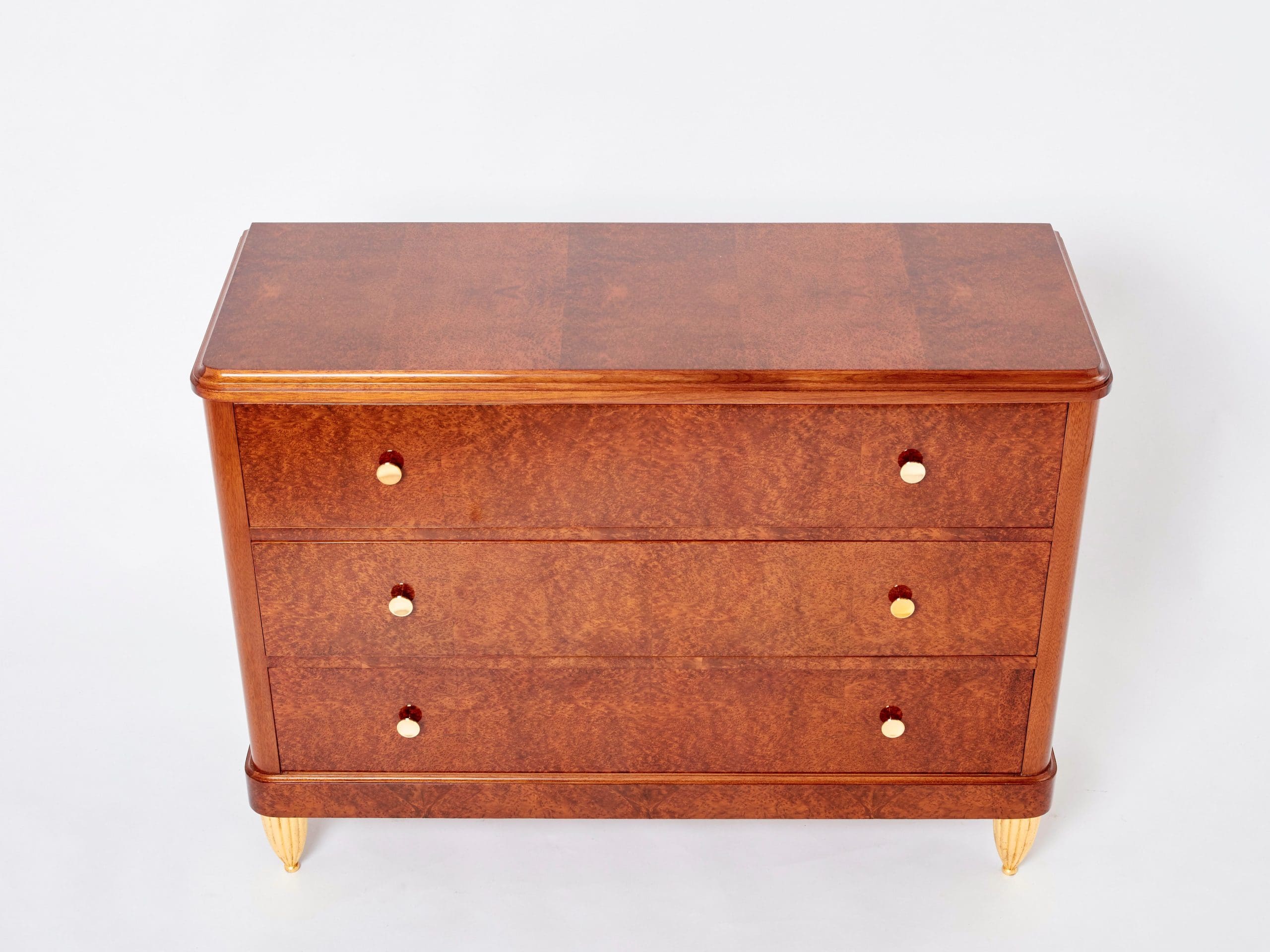 Commode Art Déco en Loupe d’Amboyne, Attribuée à Maurice Dufrène, Années 1940