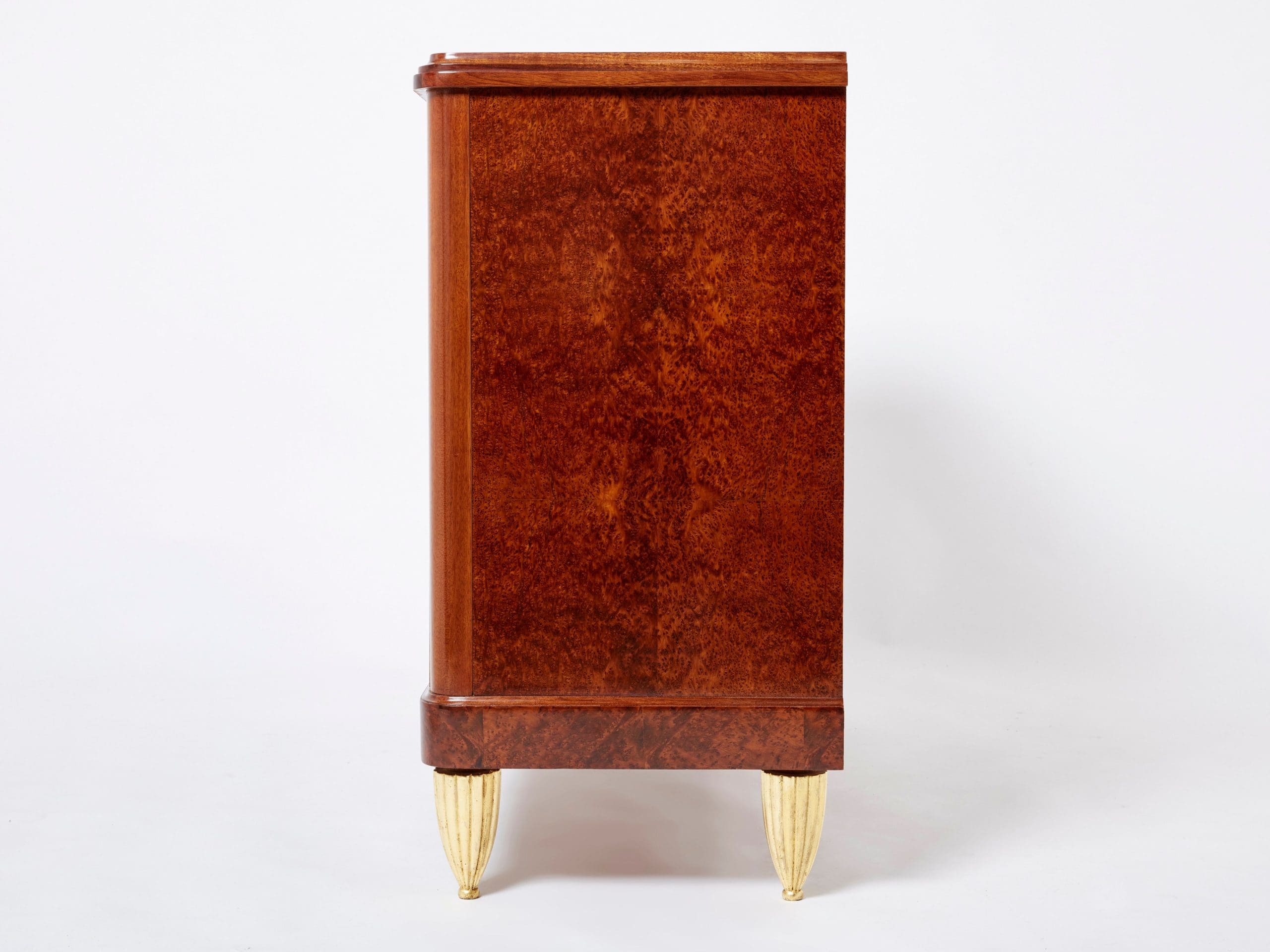 Commode Art Déco en Loupe d’Amboyne, Attribuée à Maurice Dufrène, Années 1940