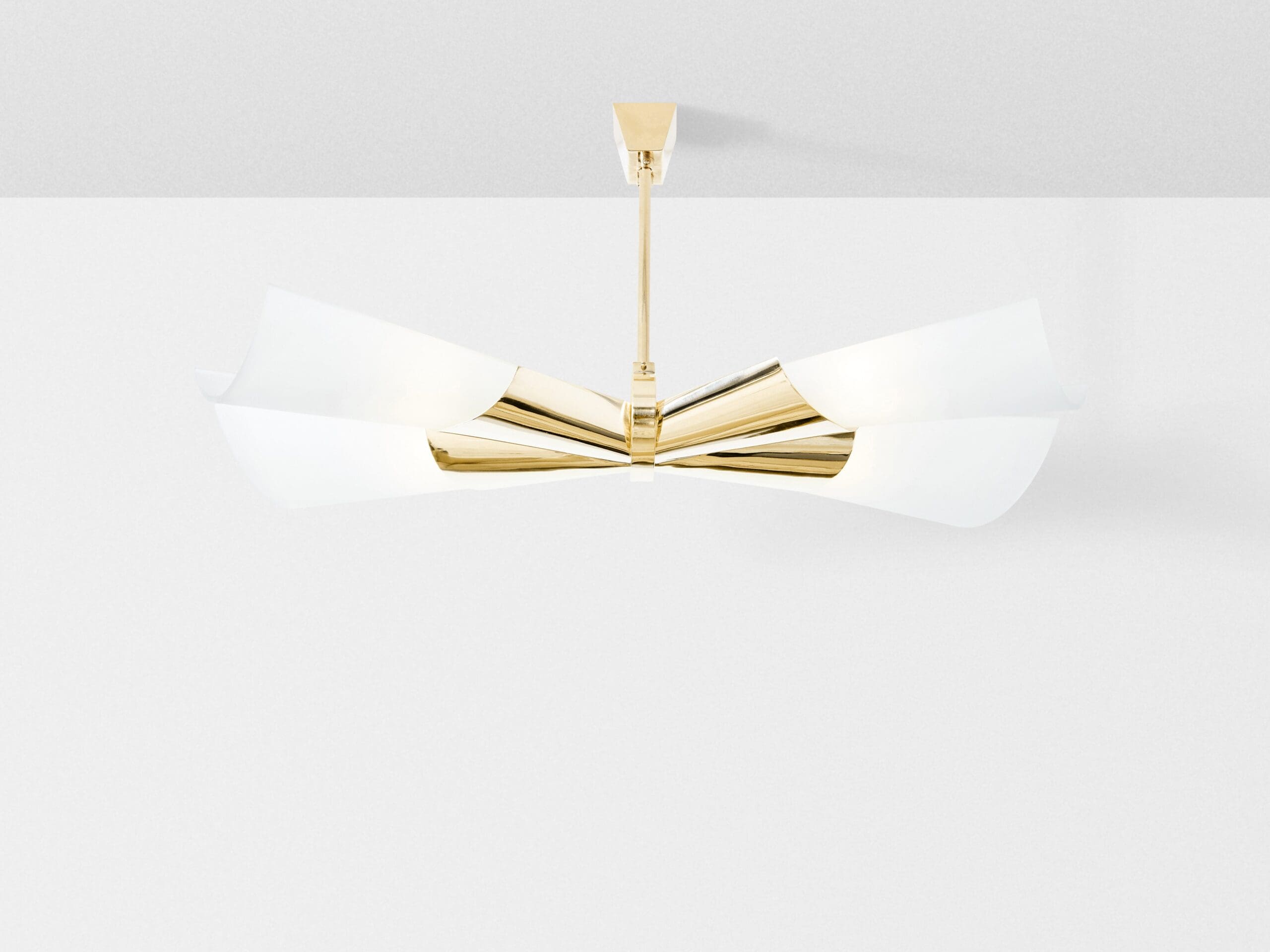 Lustre en Laiton et Verre Opalin par Max Ingrand pour Fontana Arte, 1955