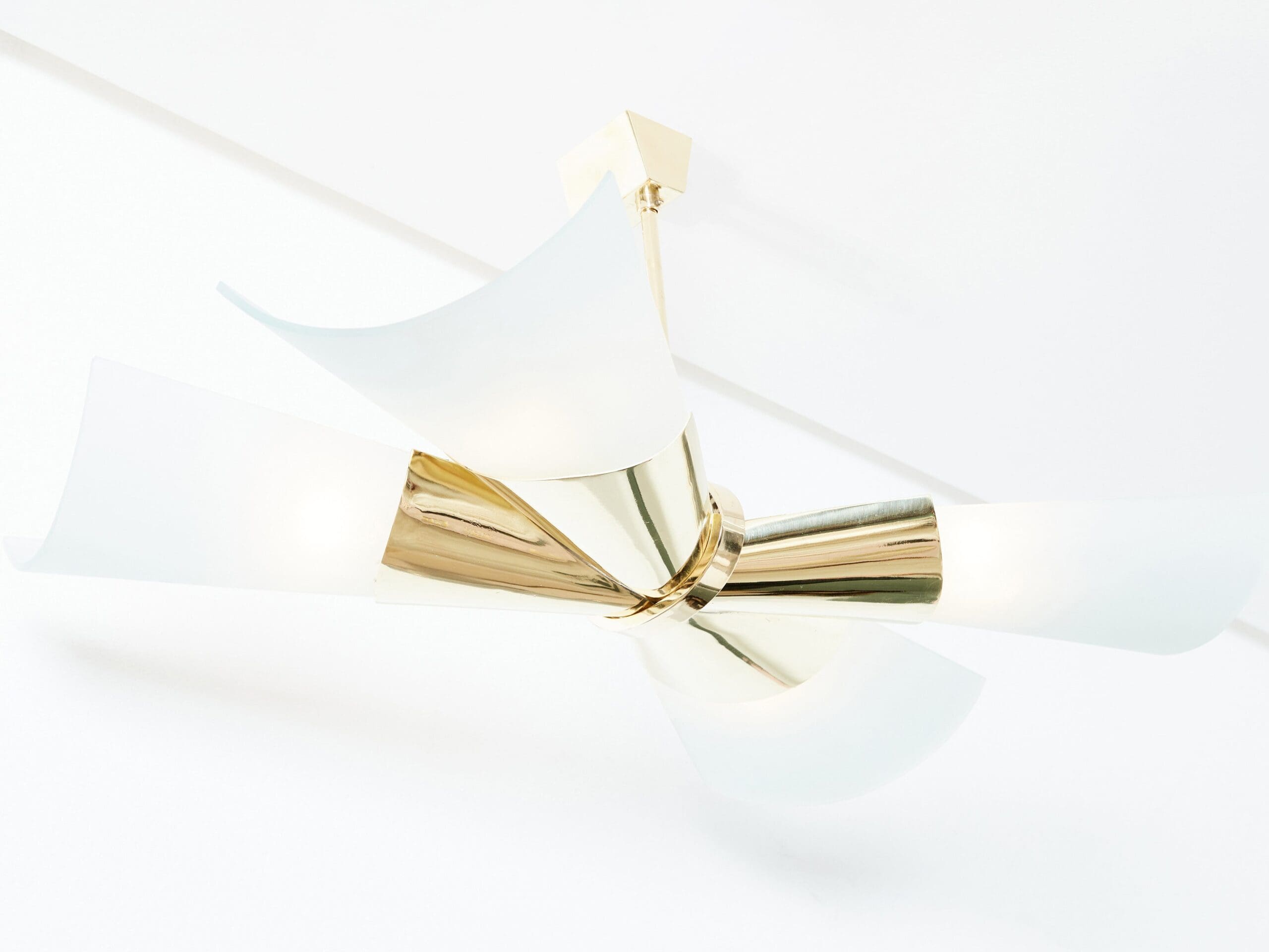 Lustre en Laiton et Verre Opalin par Max Ingrand pour Fontana Arte, 1955