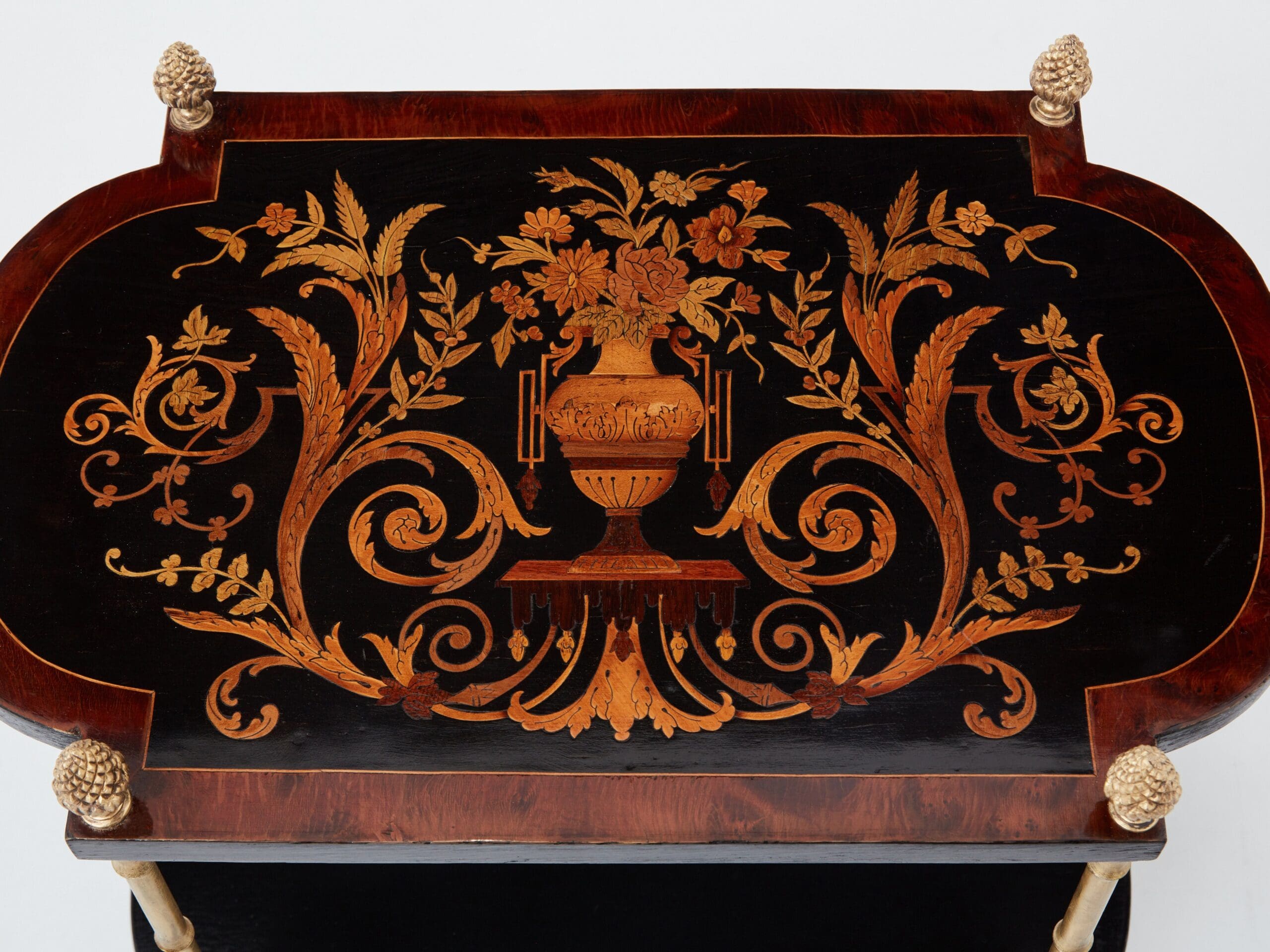 Paire de Tables d’Appoint Maison Baguès en Bronze et Marqueterie, Années 1940