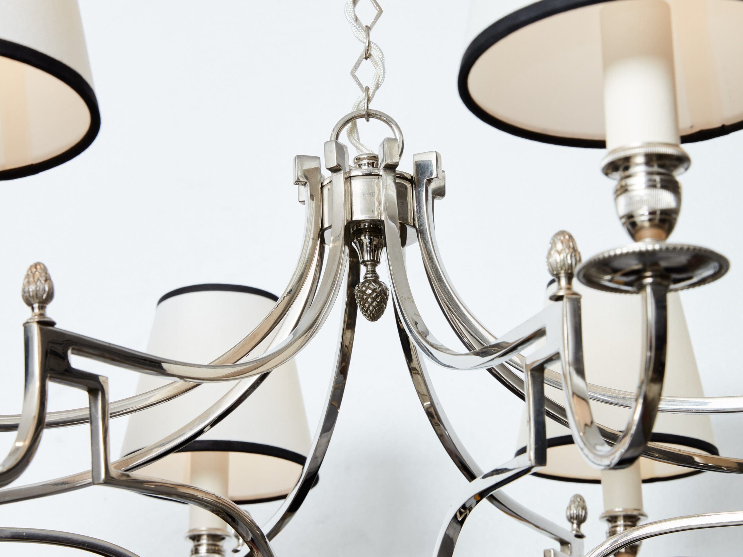 Lustre en Métal Nickelé à 8 Lumières par Maison Charles, Années 1960