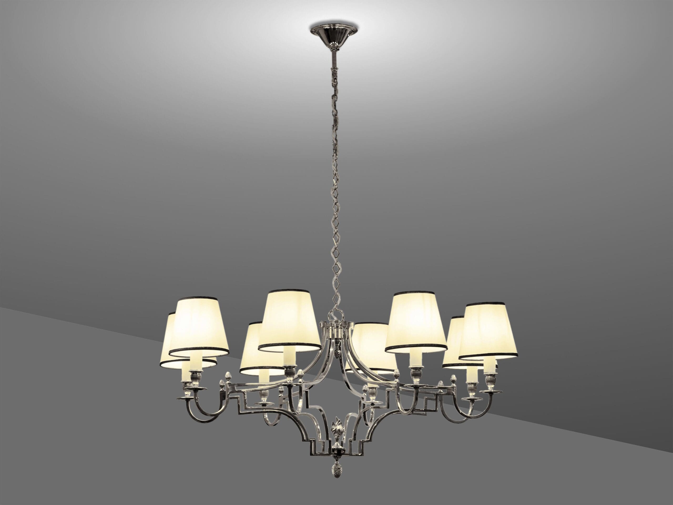 Lustre en Métal Nickelé à 8 Lumières par Maison Charles, Années 1960