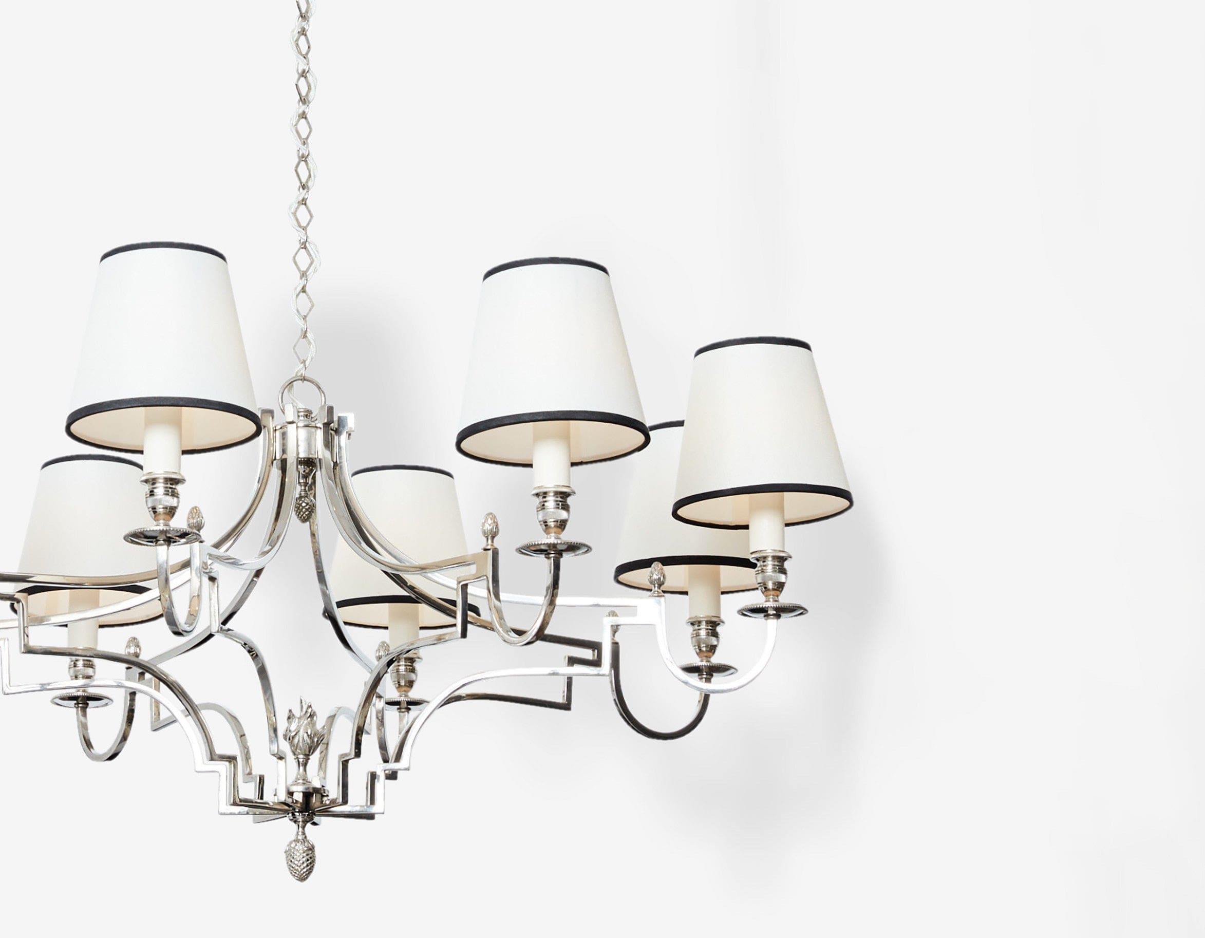 Lustre en Métal Nickelé à 8 Lumières par Maison Charles, Années 1960