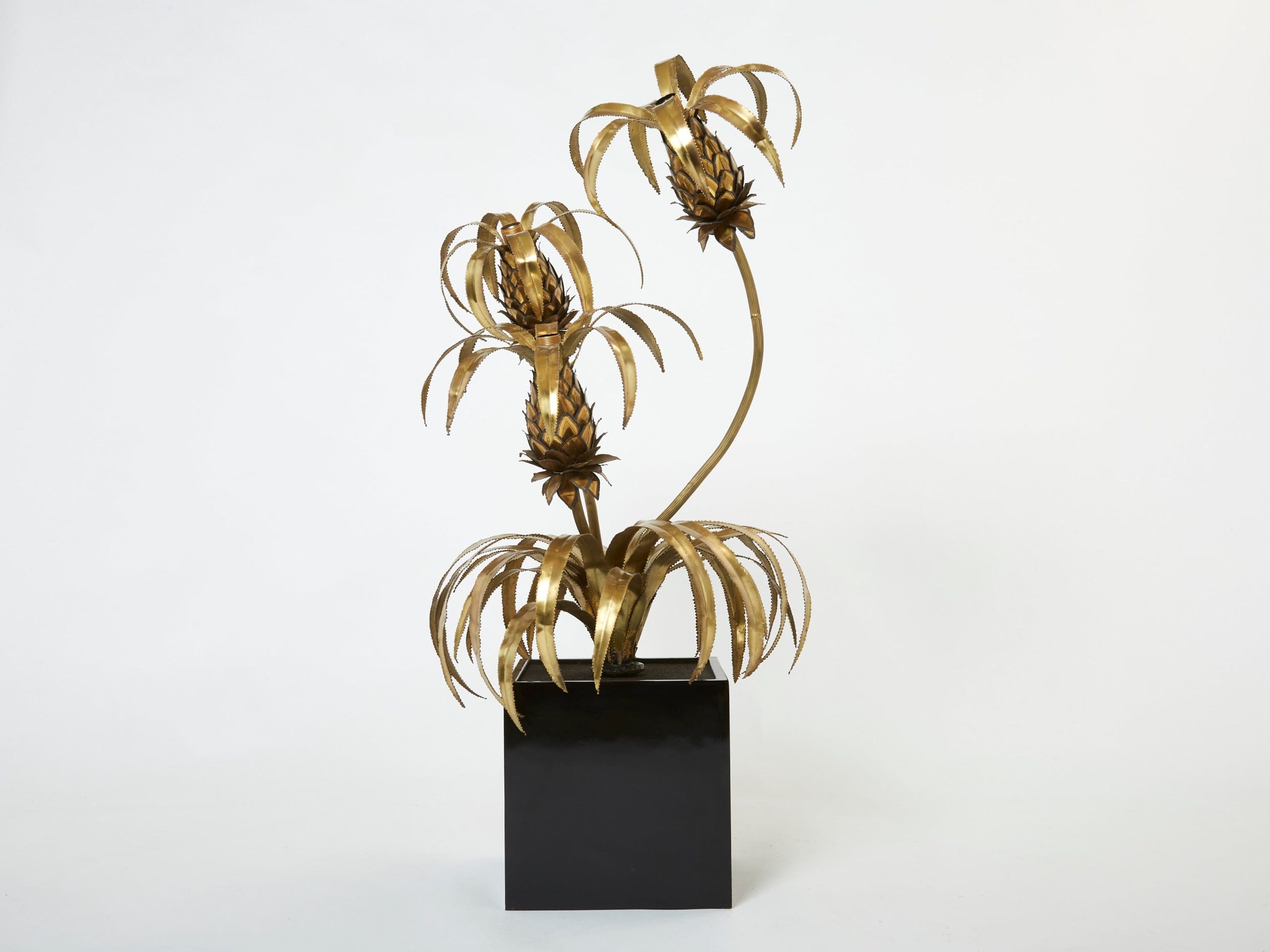Paire de Lampadaires Ananas en Laiton par Maison Jansen, 1970s