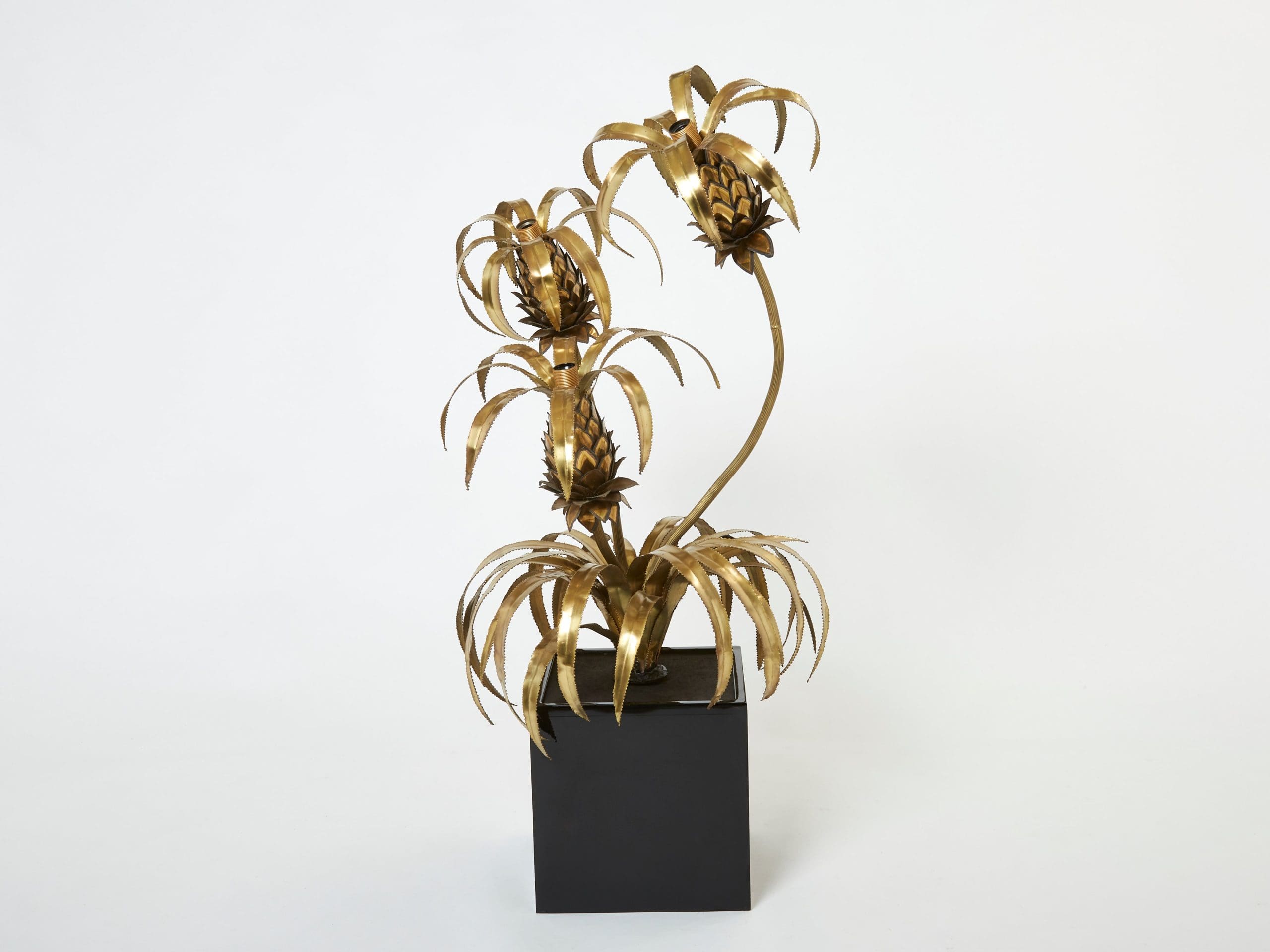 Paire de Lampadaires Ananas en Laiton par Maison Jansen, 1970s
