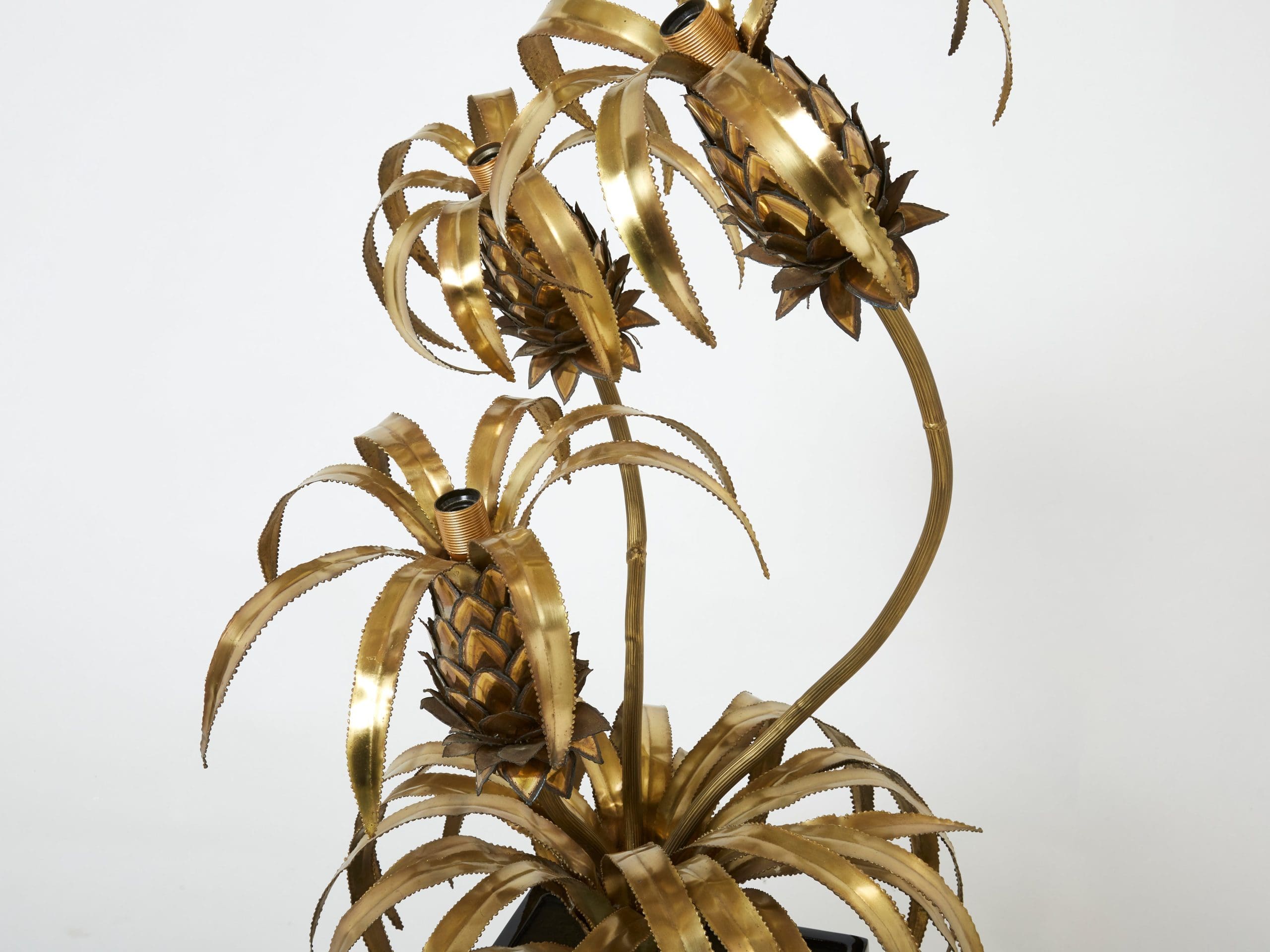 Paire de Lampadaires Ananas en Laiton par Maison Jansen, 1970s