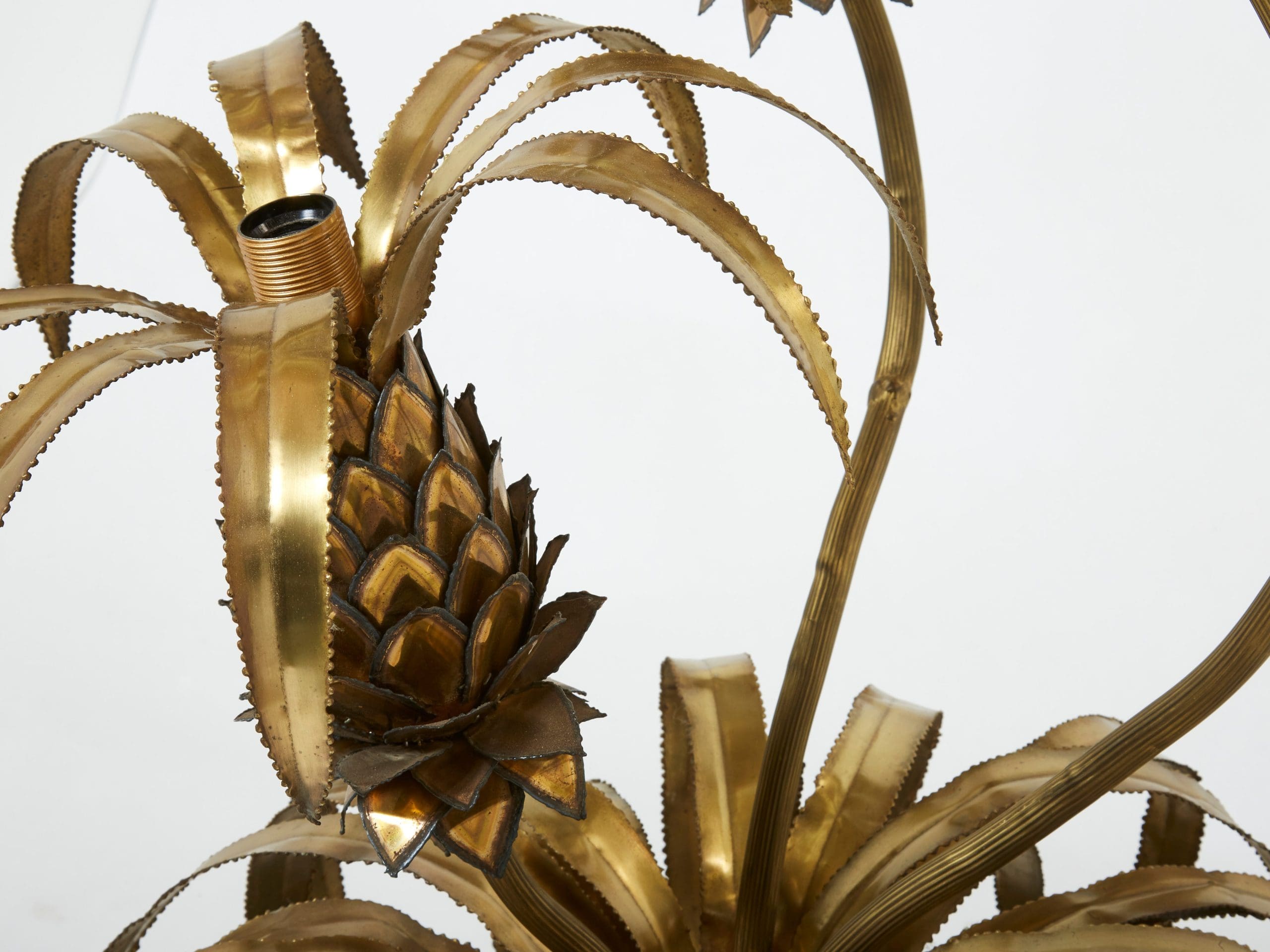 Paire de Lampadaires Ananas en Laiton par Maison Jansen, 1970s