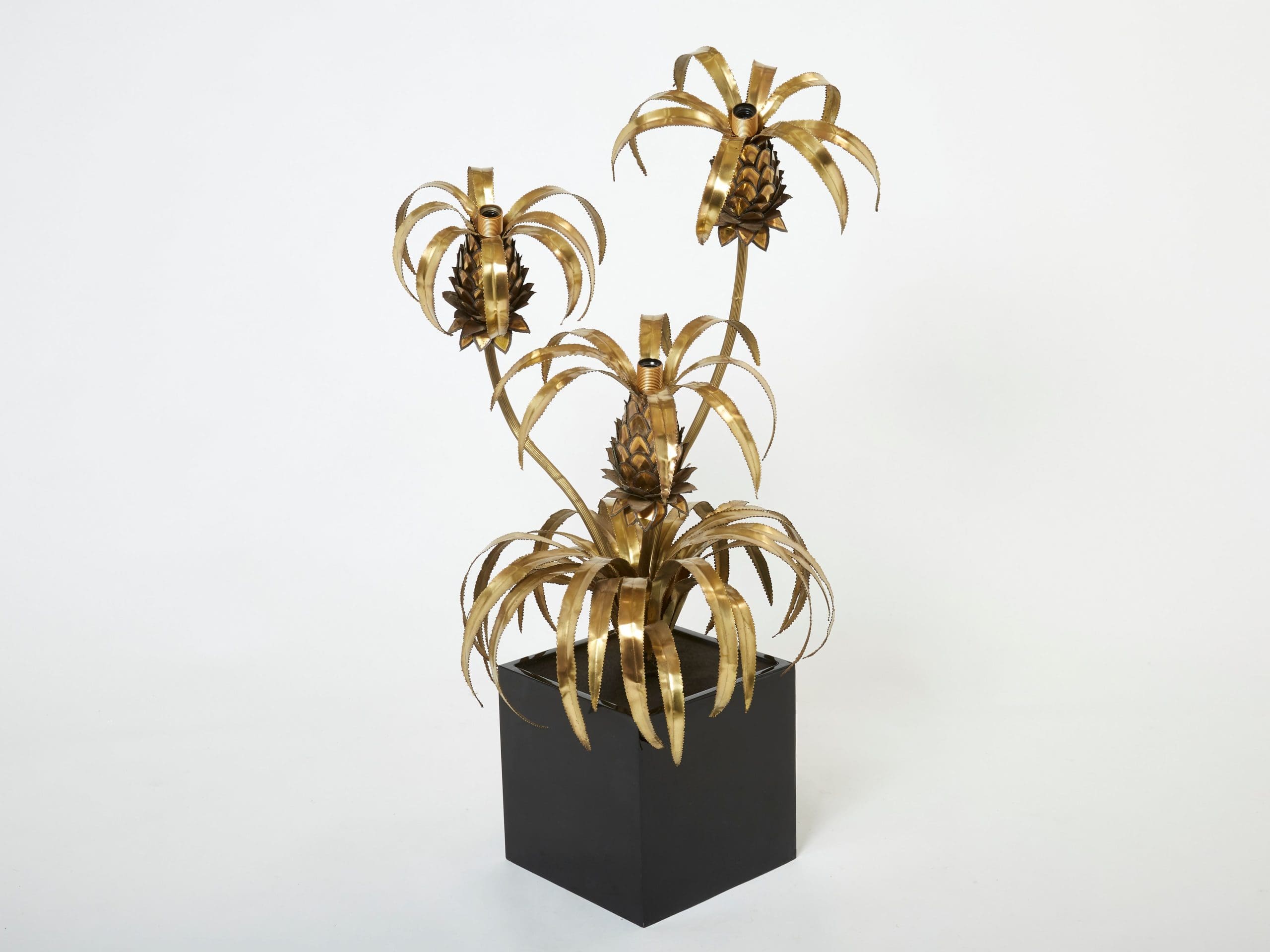 Paire de Lampadaires Ananas en Laiton par Maison Jansen, 1970s