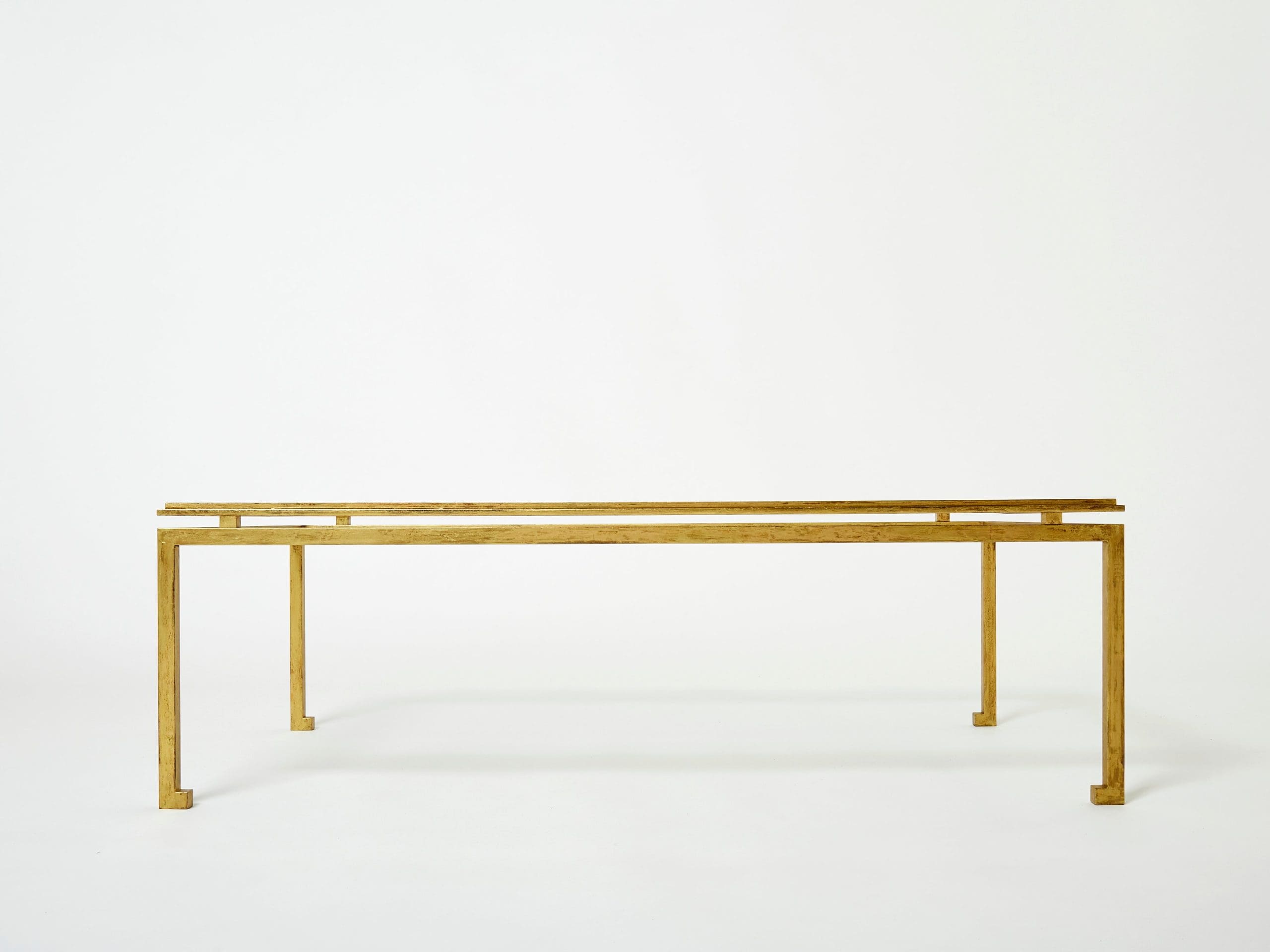 Table Basse en Fer Doré et Verre par Maison Ramsay (1950)
