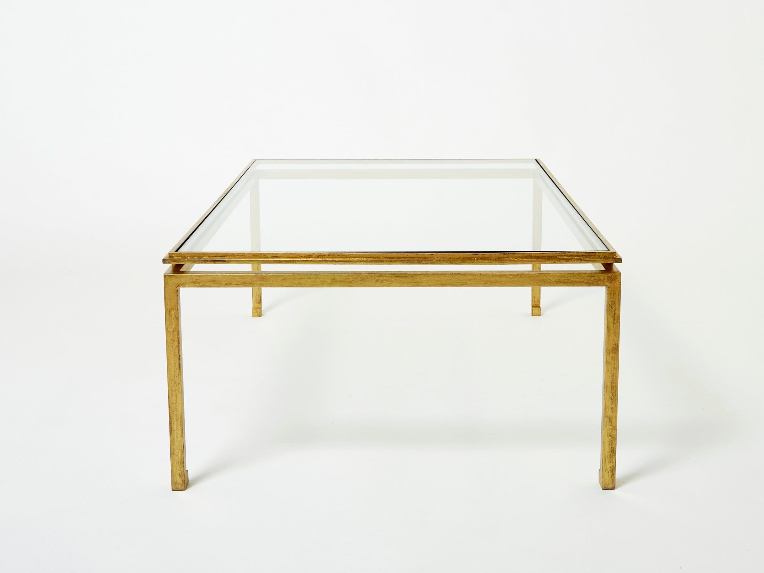 Table Basse en Fer Doré et Verre par Maison Ramsay (1950)