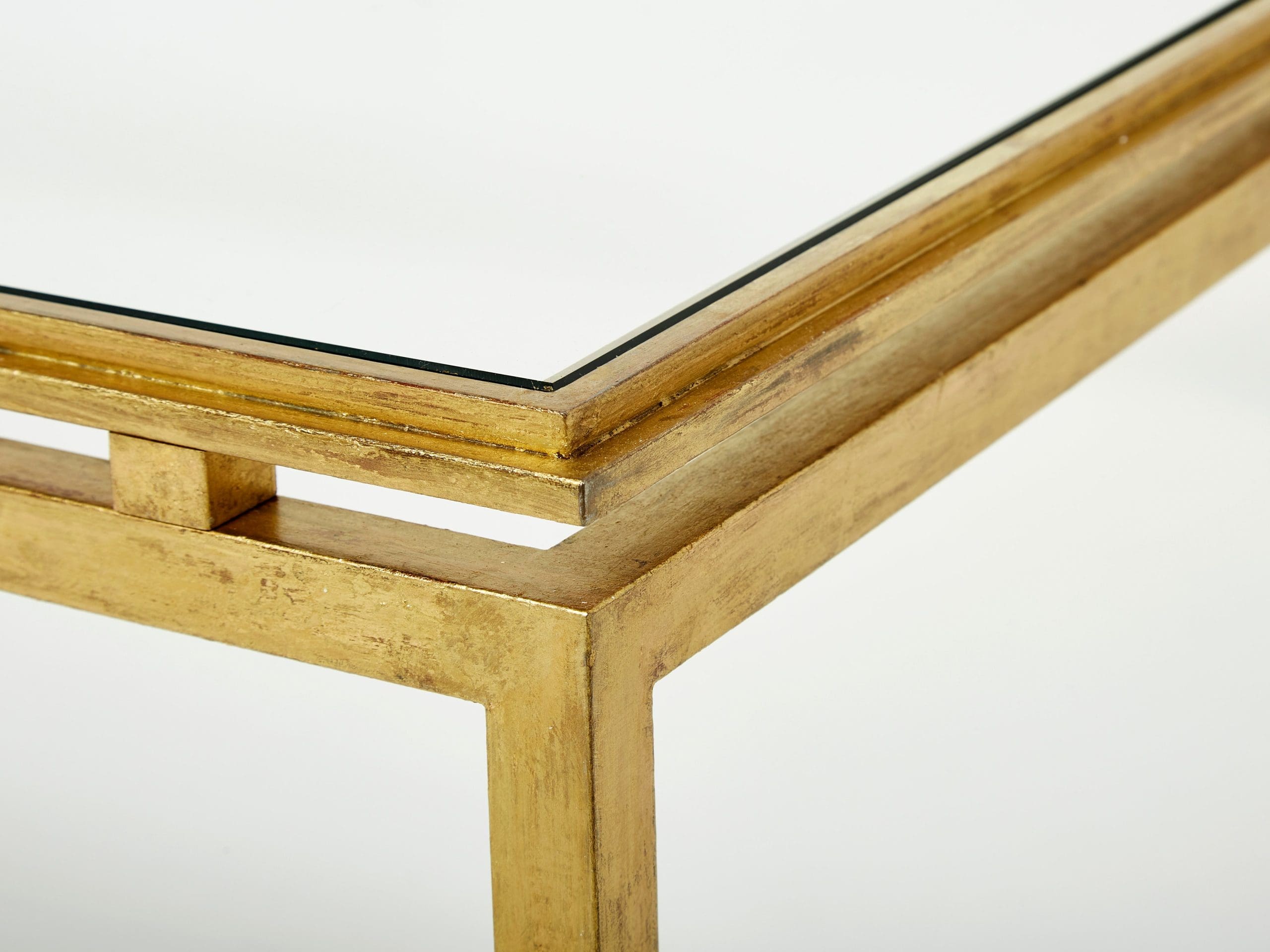 Table Basse en Fer Doré et Verre par Maison Ramsay (1950)
