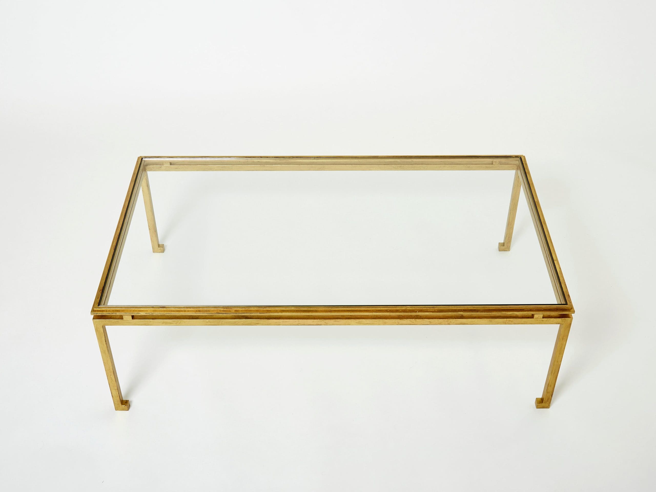 Table Basse en Fer Doré et Verre par Maison Ramsay (1950)