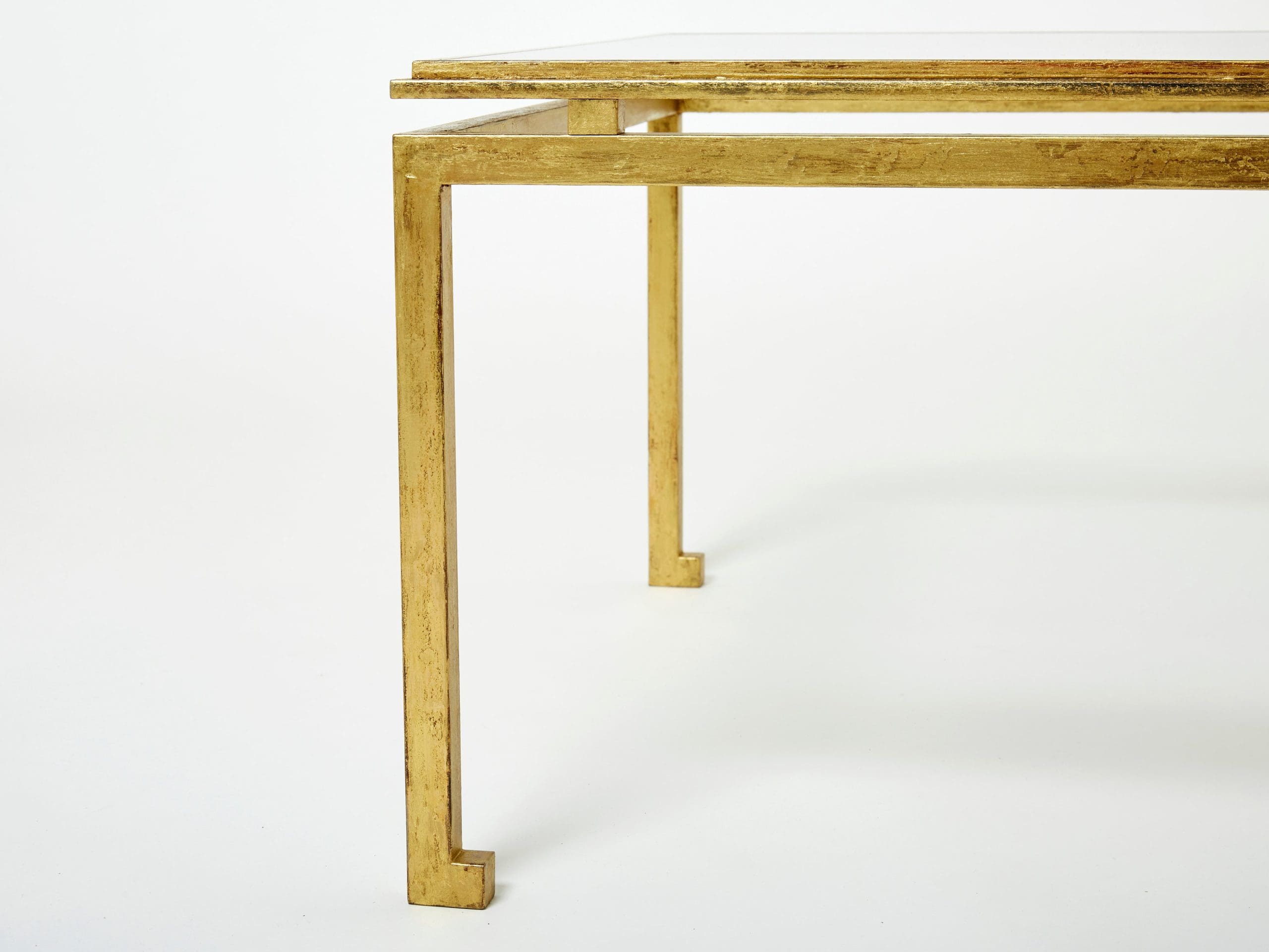 Table Basse en Fer Doré et Verre par Maison Ramsay (1950)