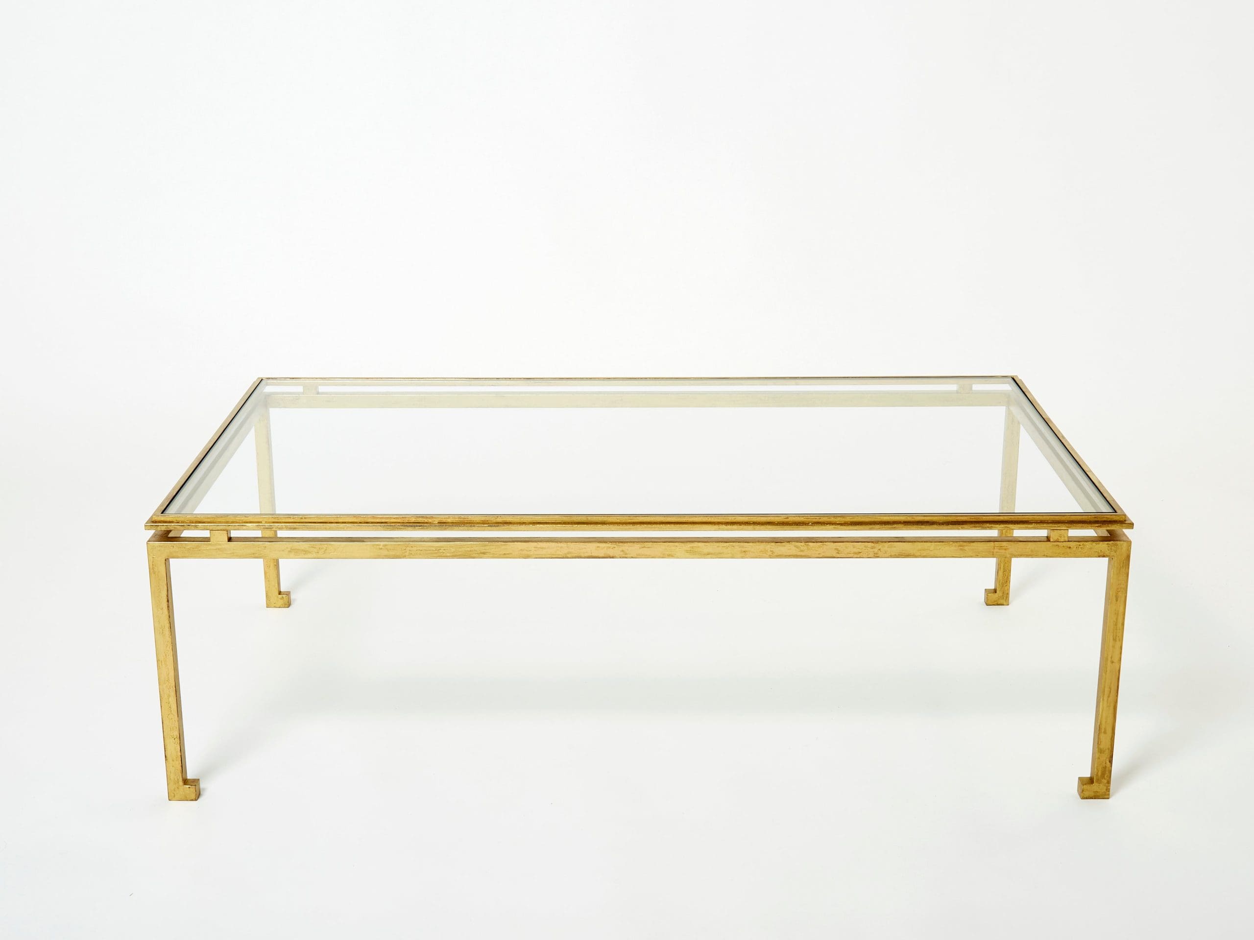 Table Basse en Fer Doré et Verre par Maison Ramsay (1950)