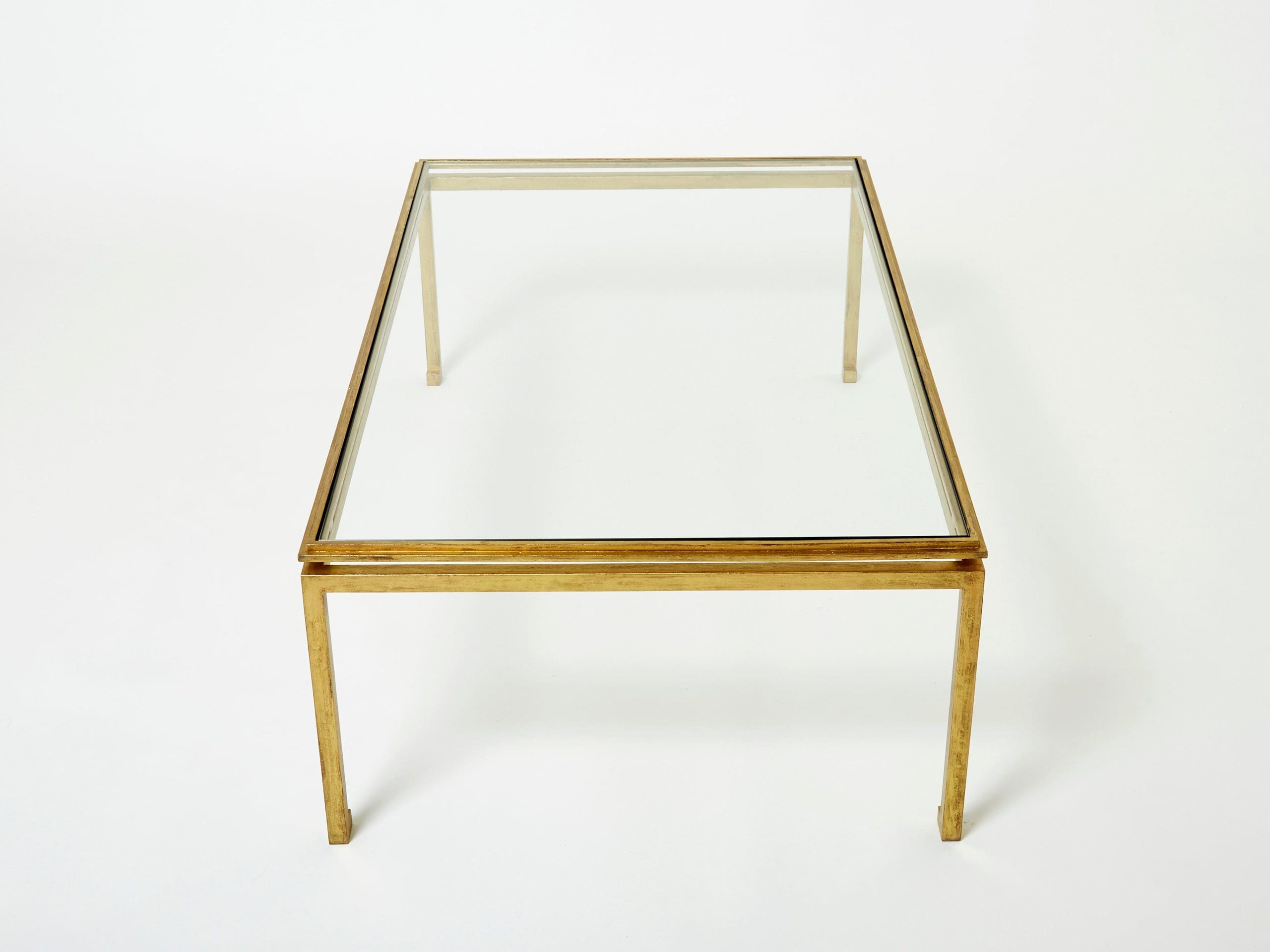 Table Basse en Fer Doré et Verre par Maison Ramsay (1950)