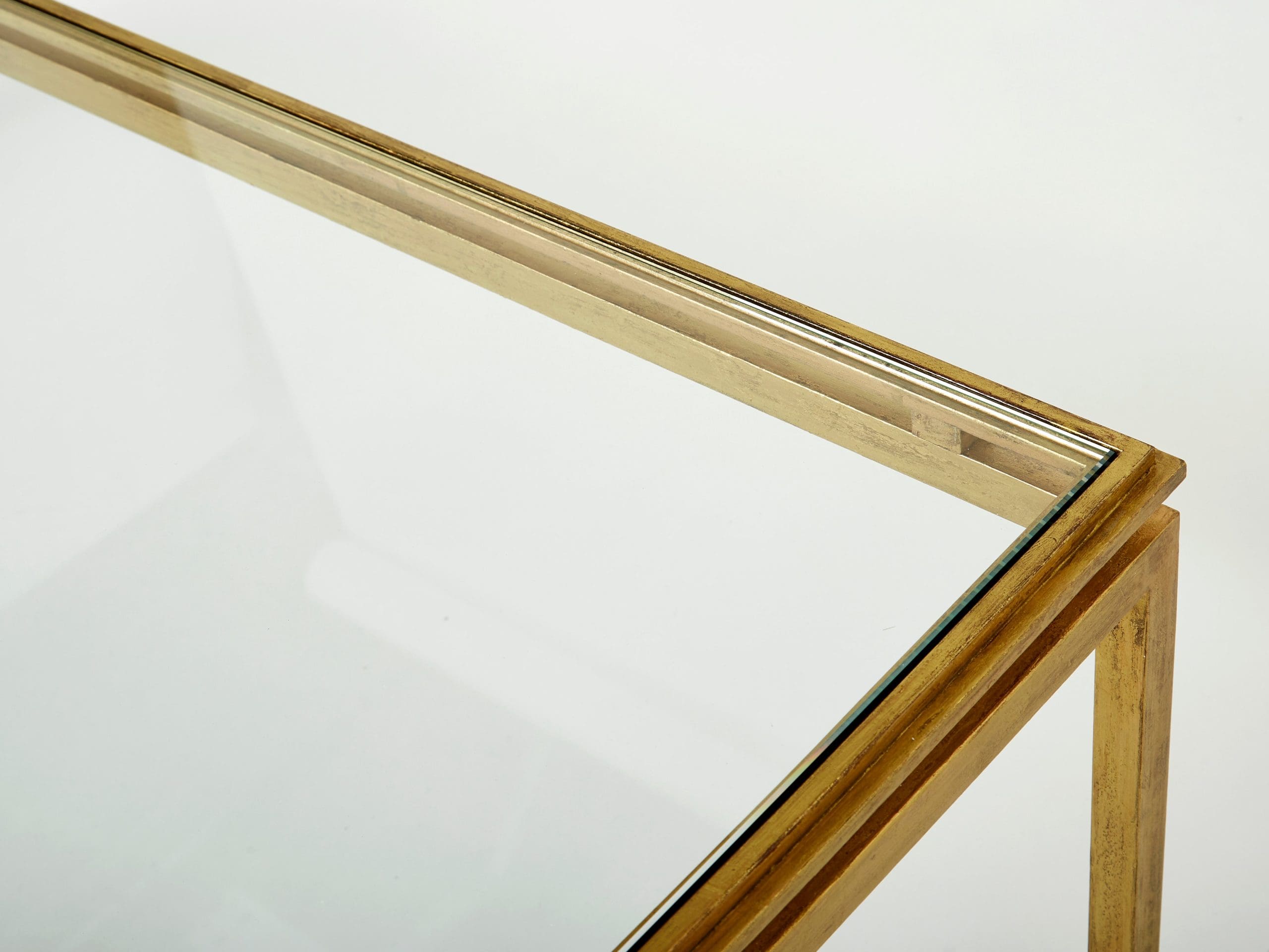Table Basse en Fer Doré et Verre par Maison Ramsay (1950)