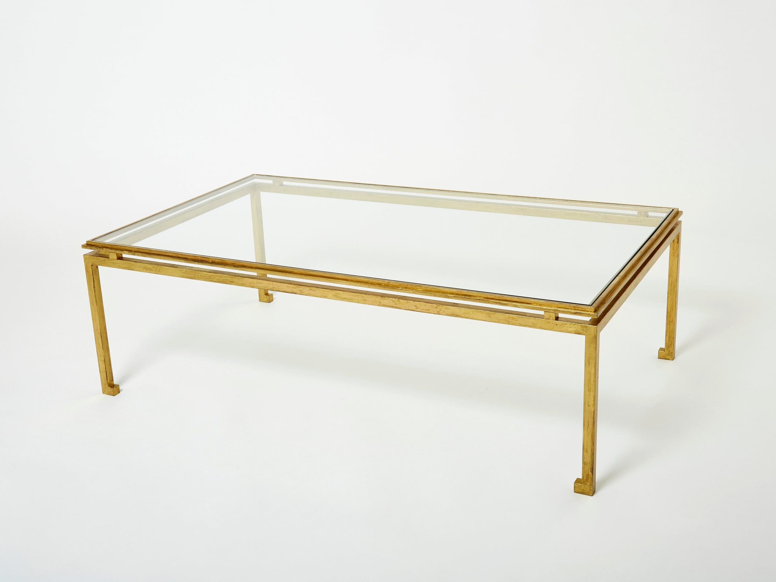 Table Basse en Fer Doré et Verre par Maison Ramsay (1950)