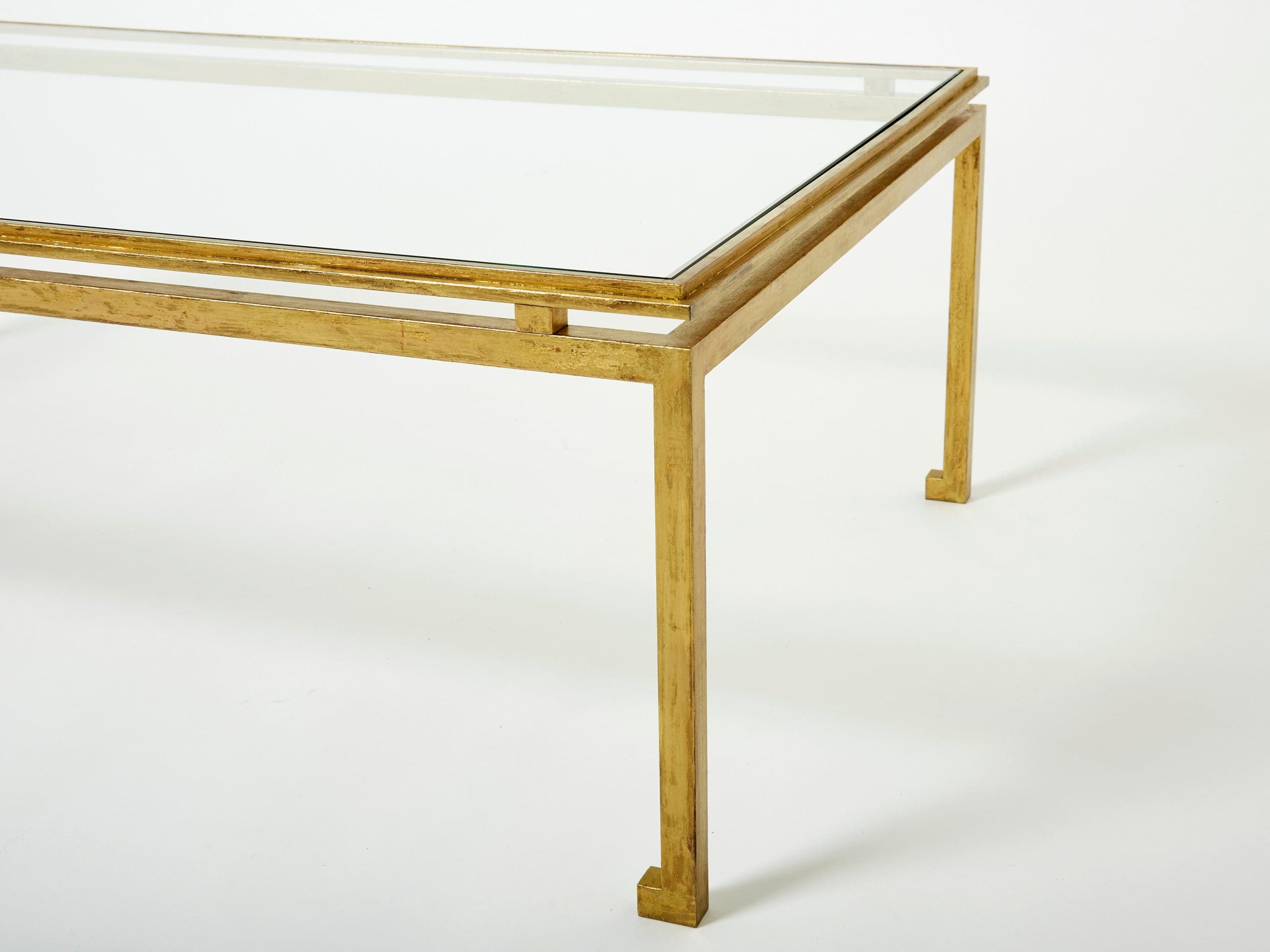 Table Basse en Fer Doré et Verre par Maison Ramsay (1950)