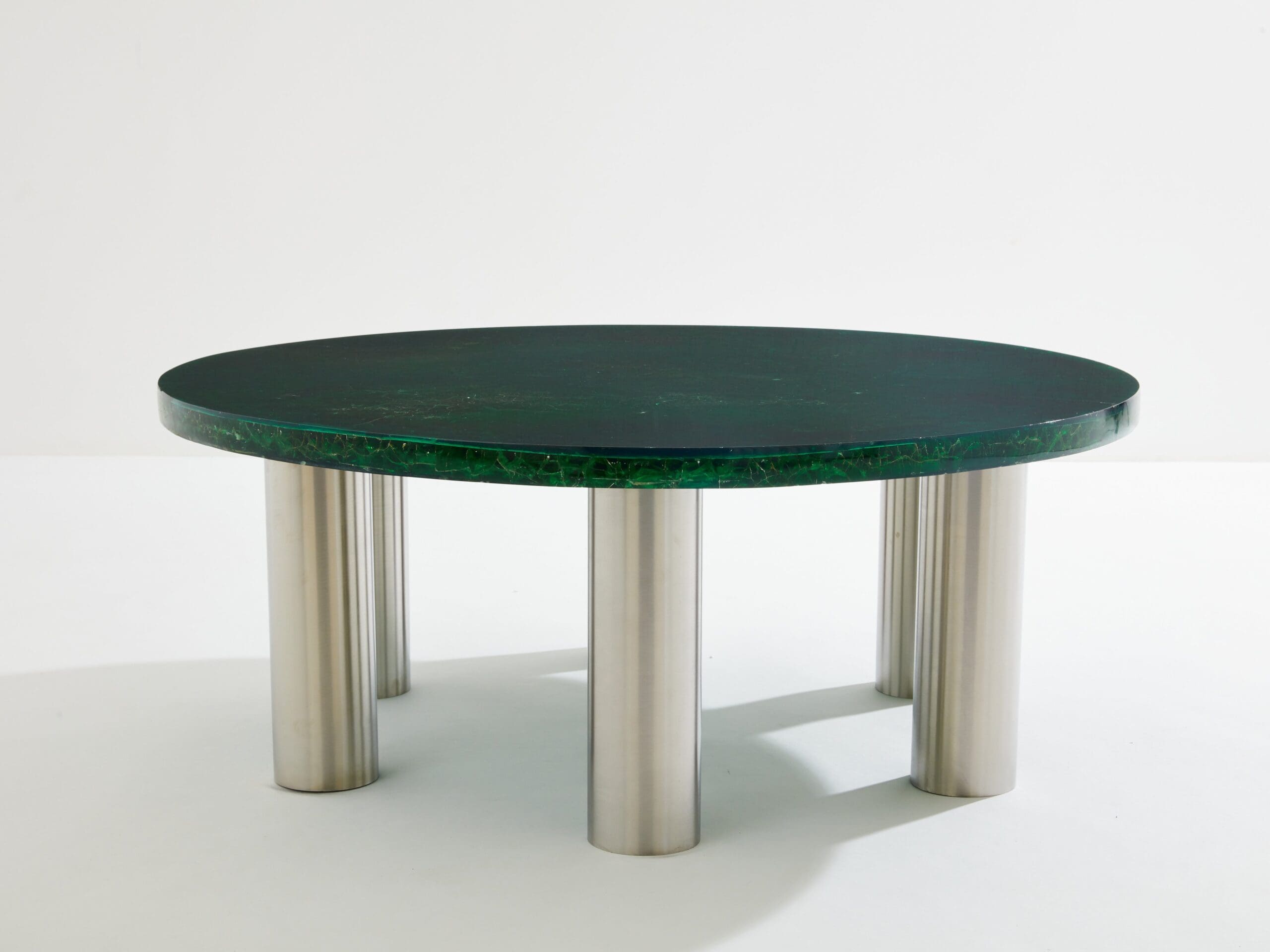 Table Basse Ronde en Résine Fractale – Marie-Claude de Fouquières, 1970