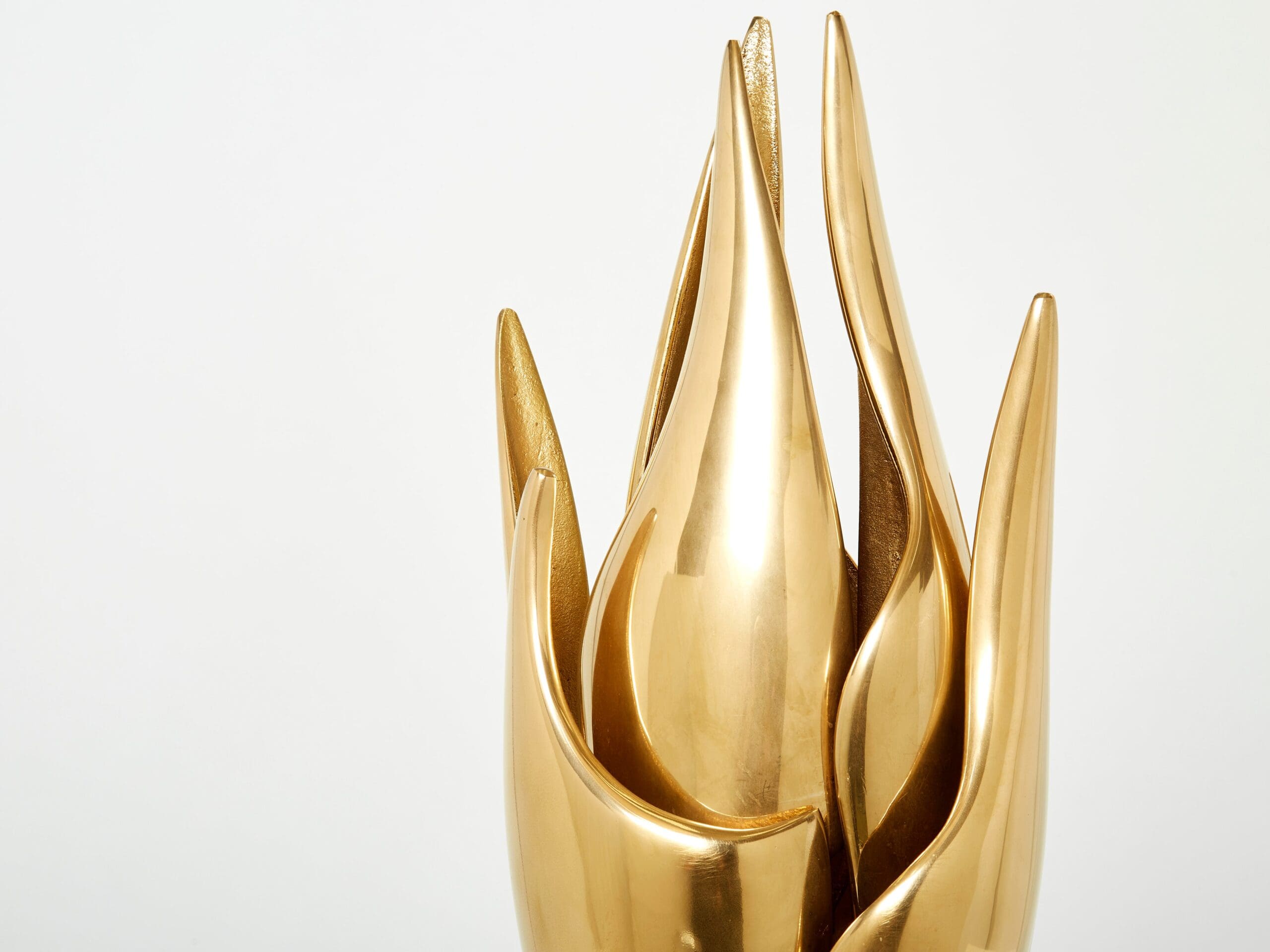 Lampe-Sculpture en Bronze Doré « Flamme » par Michel Armand, 1970s