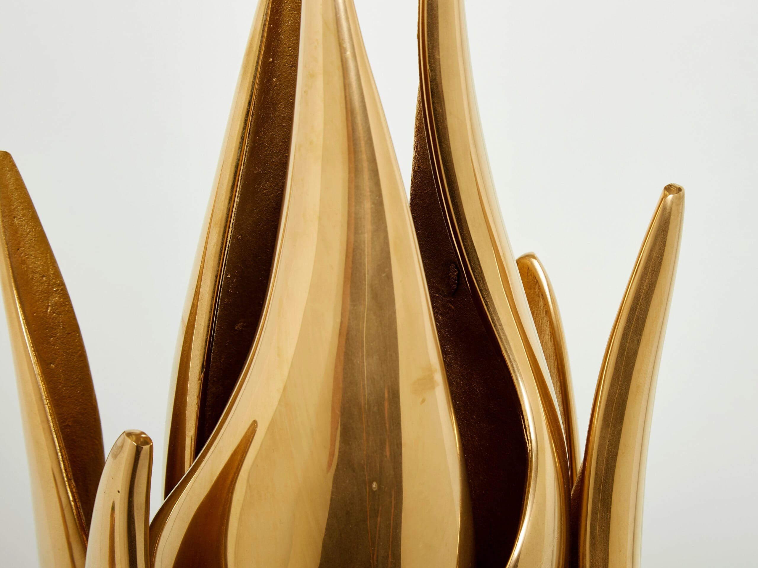 Lampe-Sculpture en Bronze Doré « Flamme » par Michel Armand, 1970s