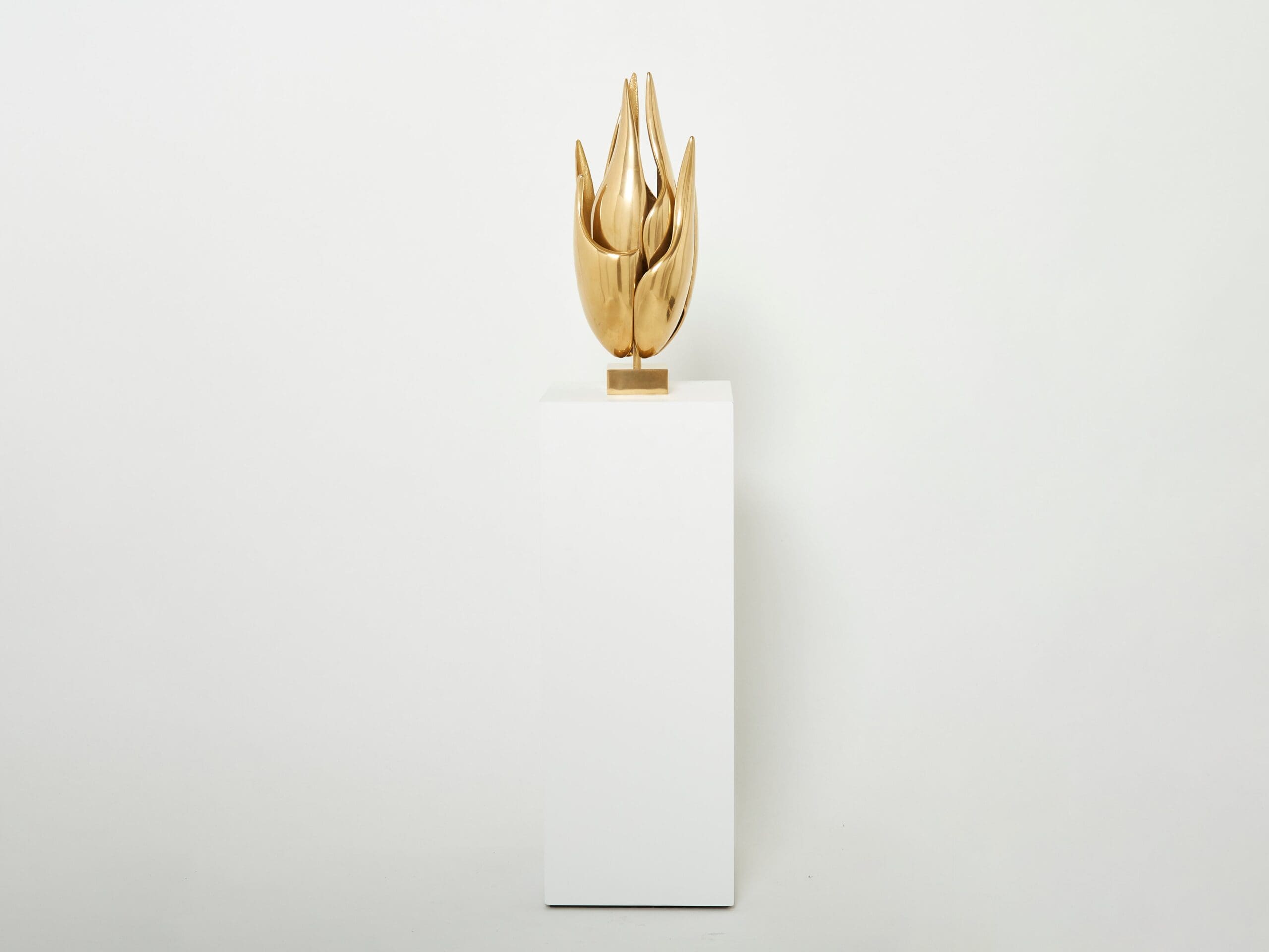 Lampe-Sculpture en Bronze Doré « Flamme » par Michel Armand, 1970s