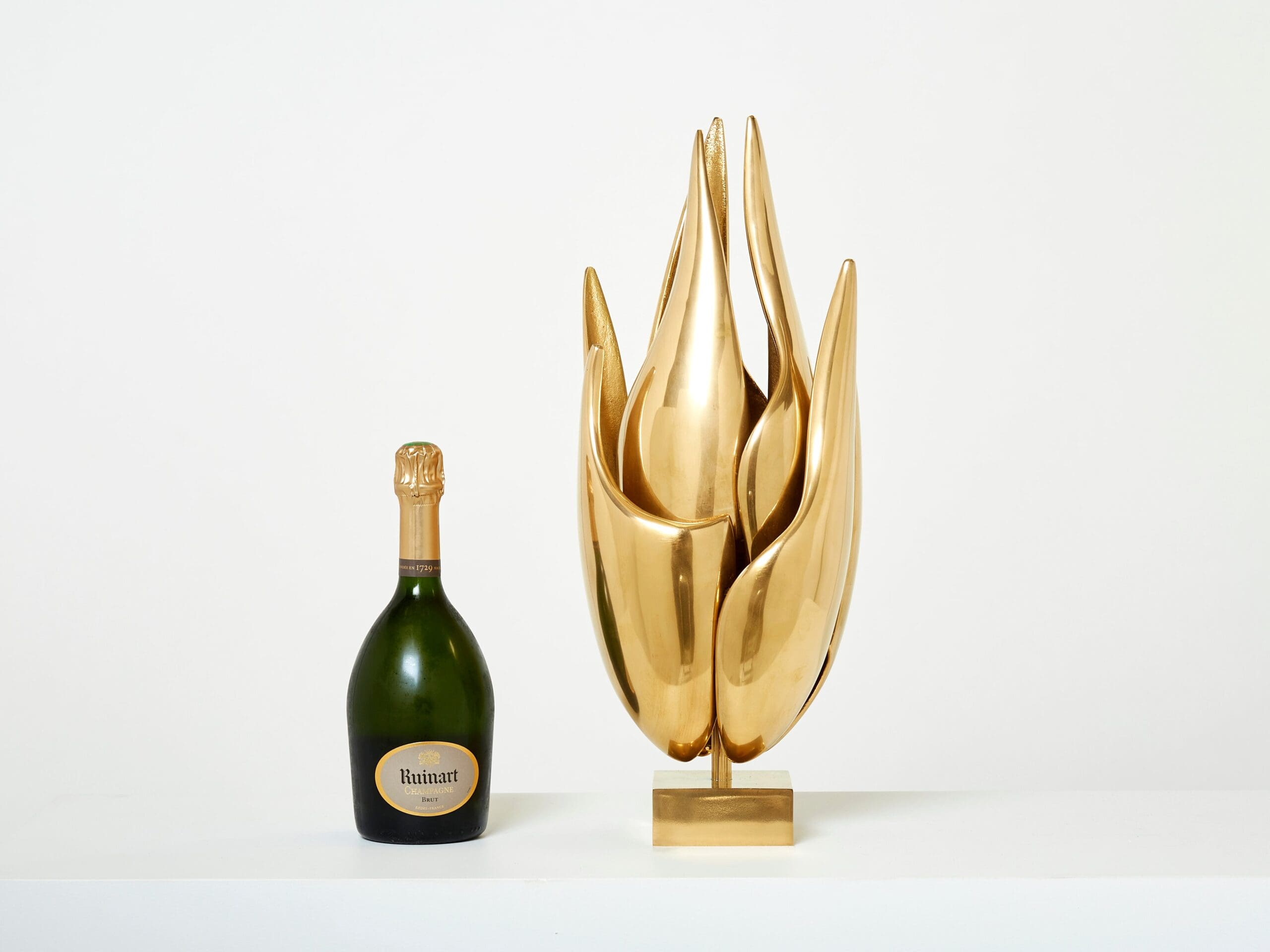 Lampe-Sculpture en Bronze Doré « Flamme » par Michel Armand, 1970s
