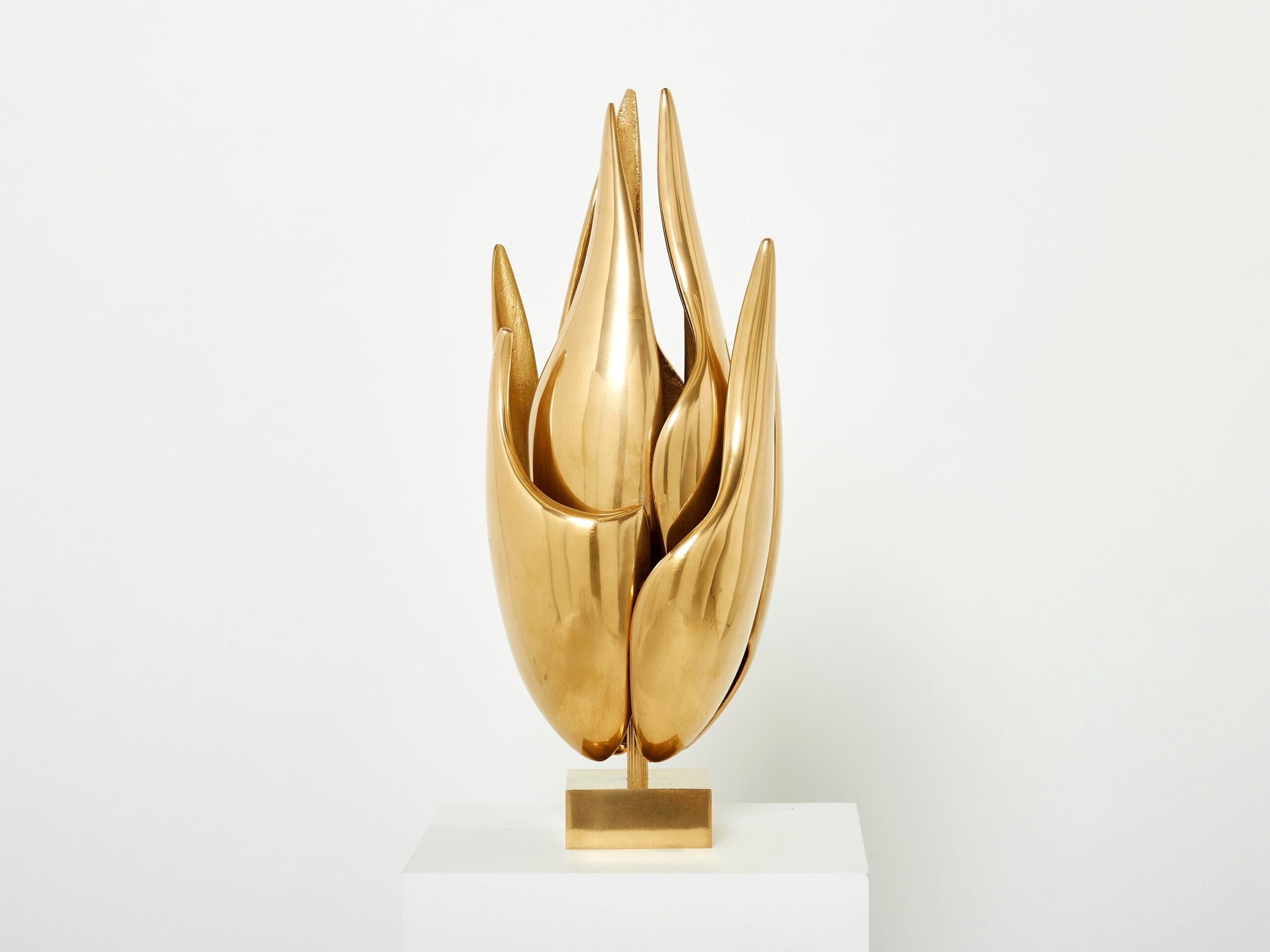 Lampe-Sculpture en Bronze Doré « Flamme » par Michel Armand, 1970s