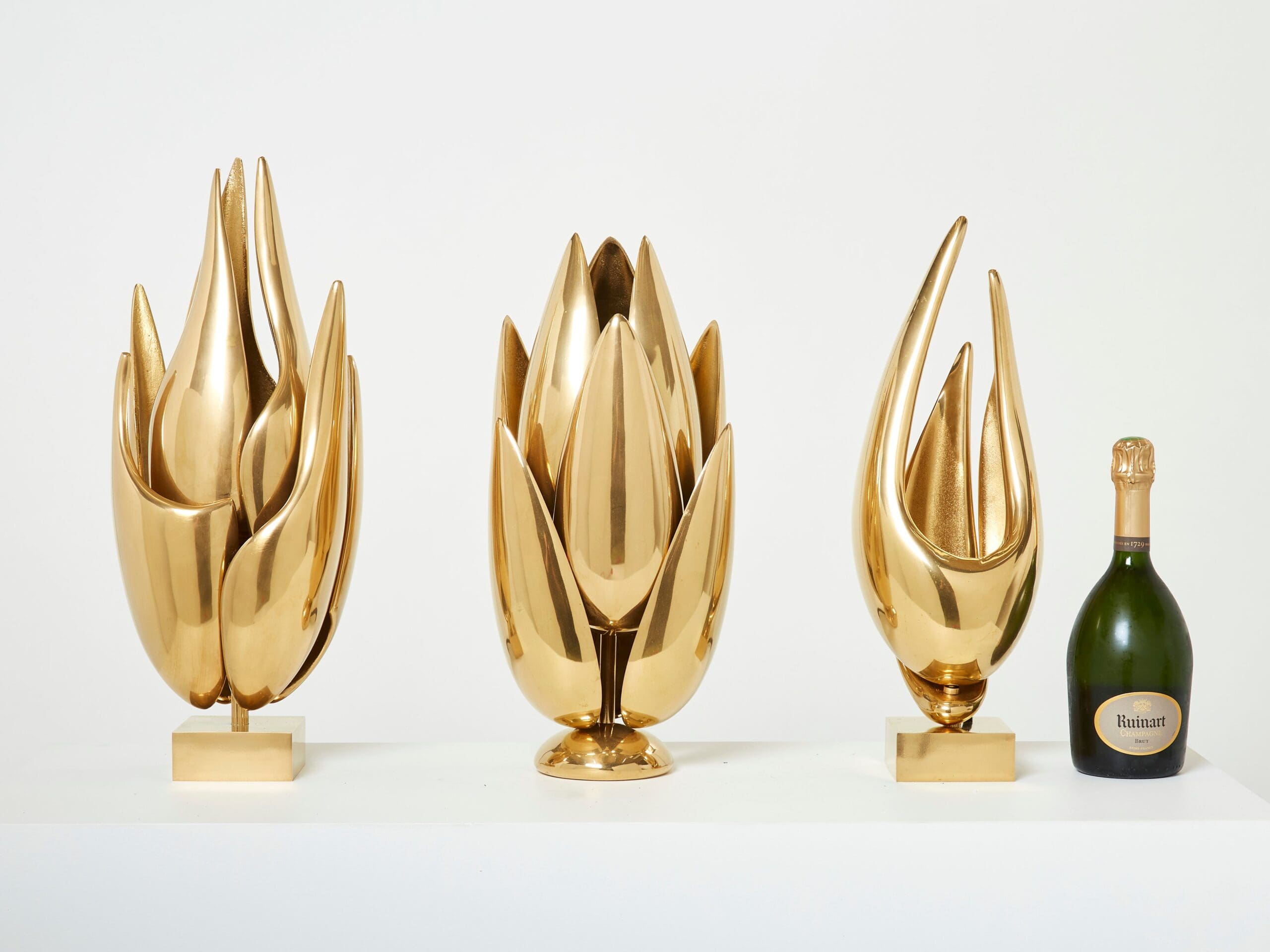 Lampe-Sculpture en Bronze Doré « Flamme » par Michel Armand, 1970s