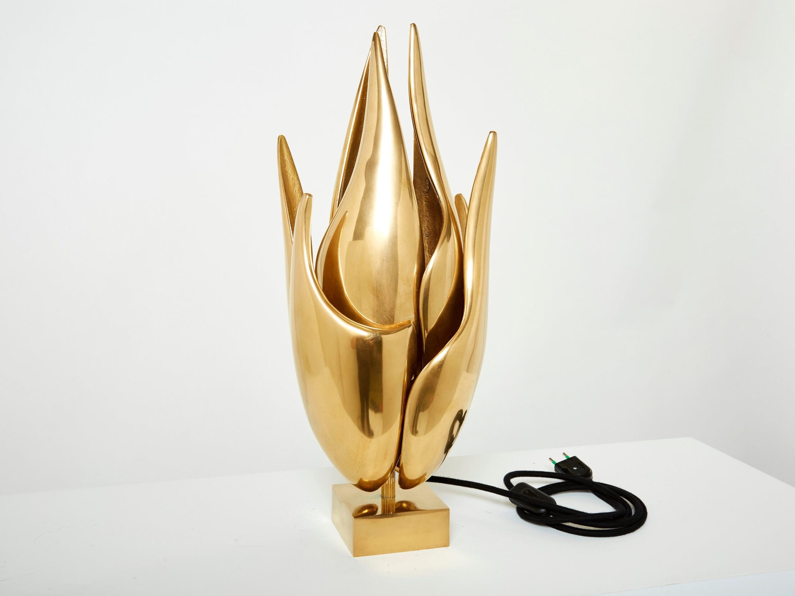Lampe-Sculpture en Bronze Doré « Flamme » par Michel Armand, 1970s