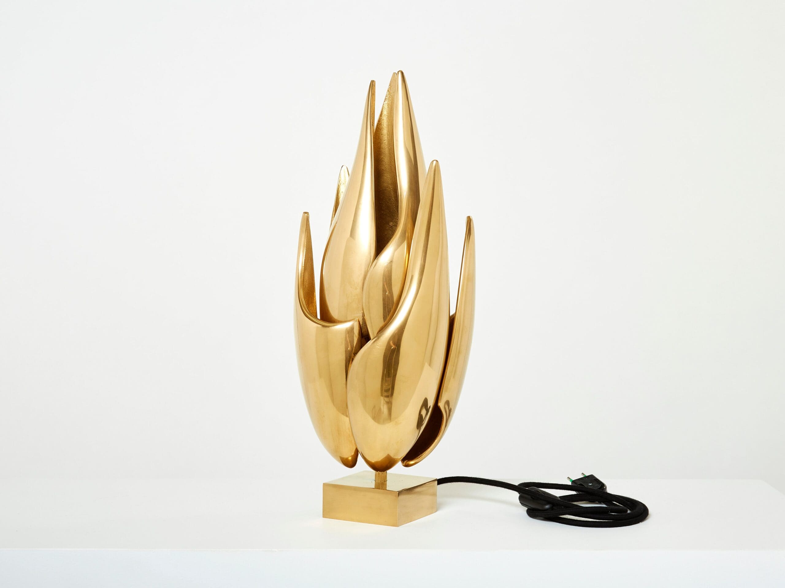 Lampe-Sculpture en Bronze Doré « Flamme » par Michel Armand, 1970s