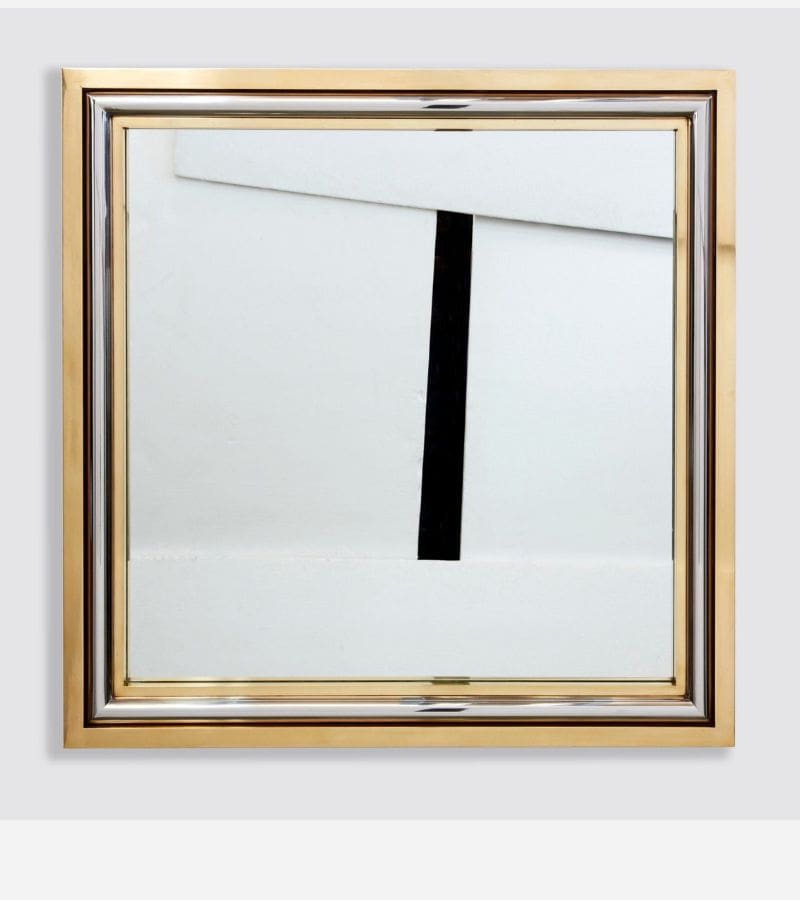 Miroir Carré en Laiton et Chrome par Romeo Rega pour Metalarte, 1970s