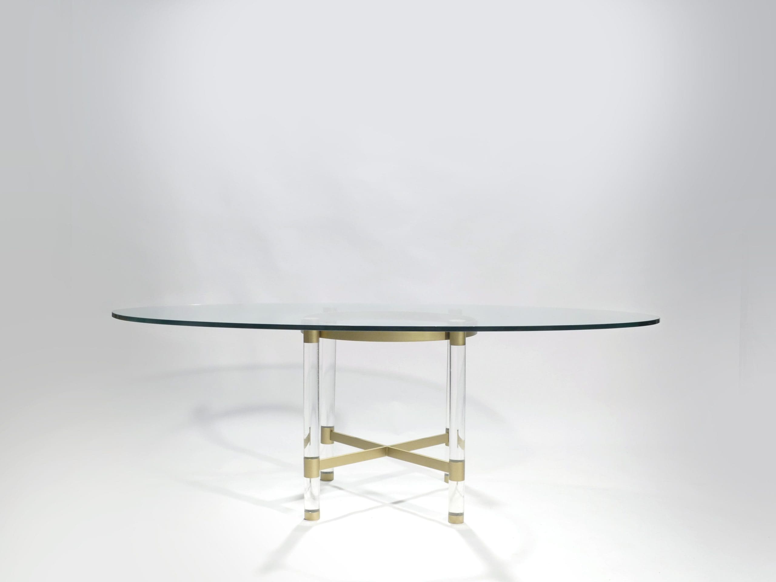 Table de salle à manger Sandro Petti en laiton et lucite pour Metalarte, années 1970
