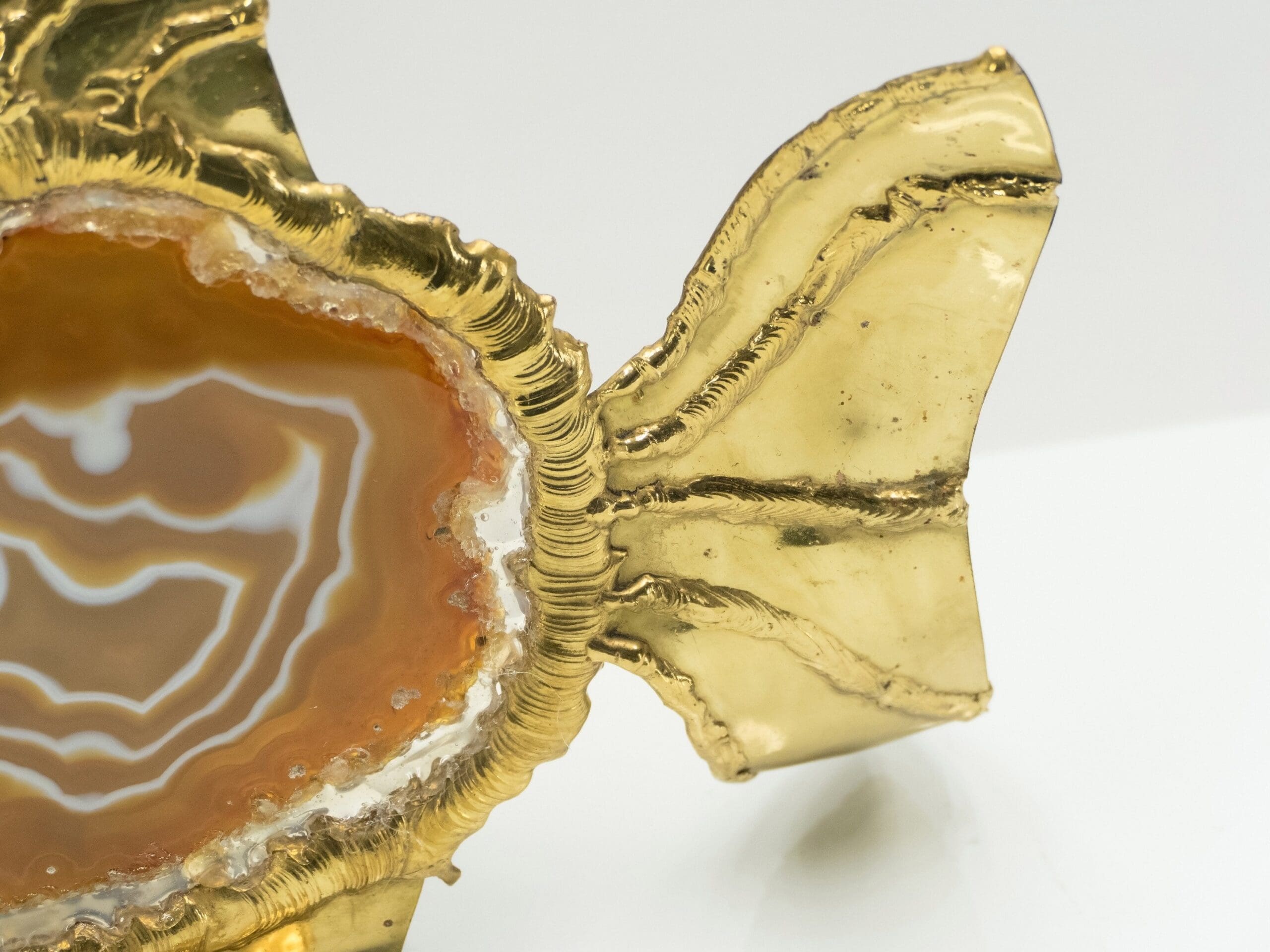 Lampe en Laiton et Agate par Jacques Duval-Brasseur, Années 1970