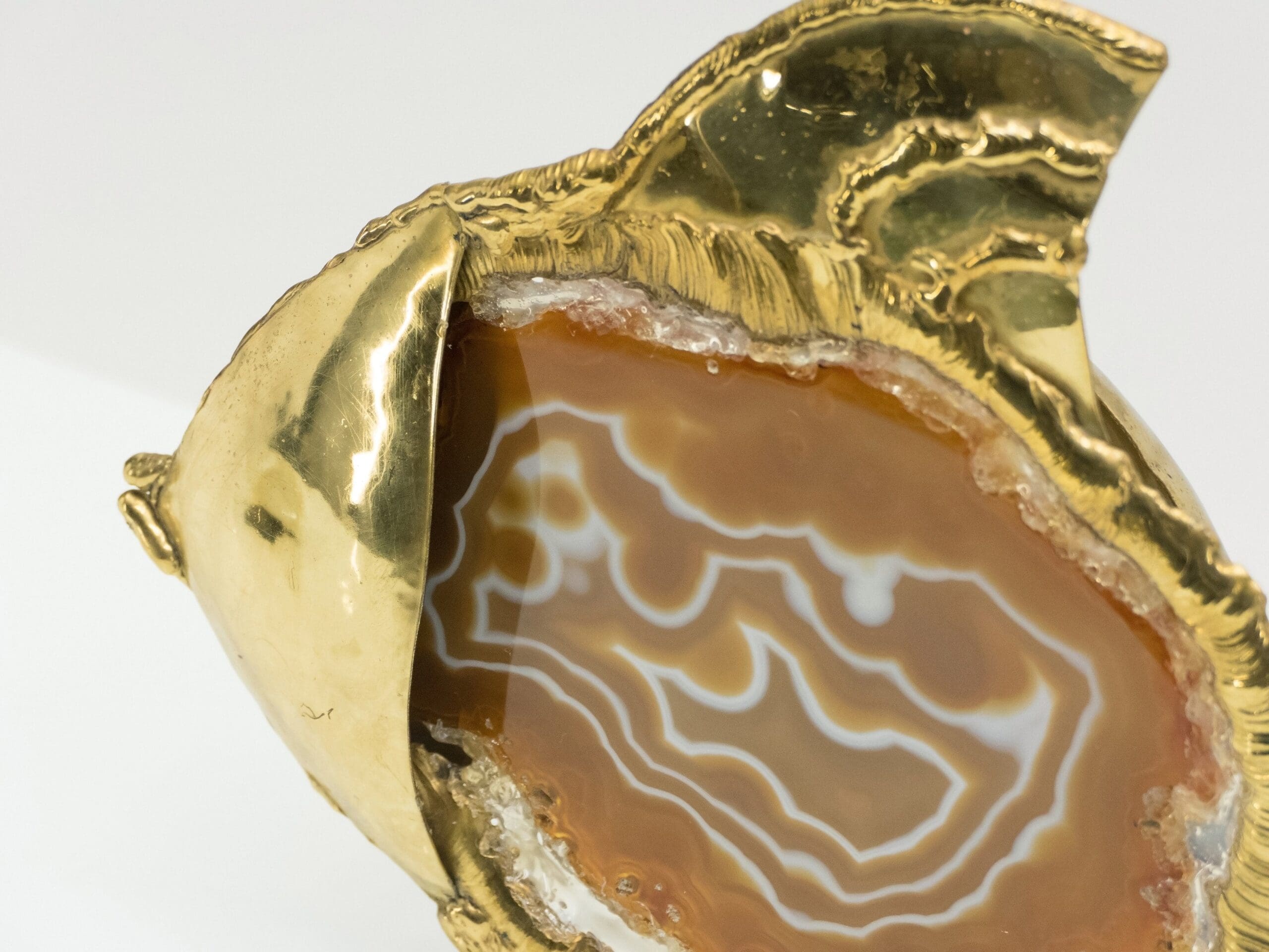 Lampe en Laiton et Agate par Jacques Duval-Brasseur, Années 1970