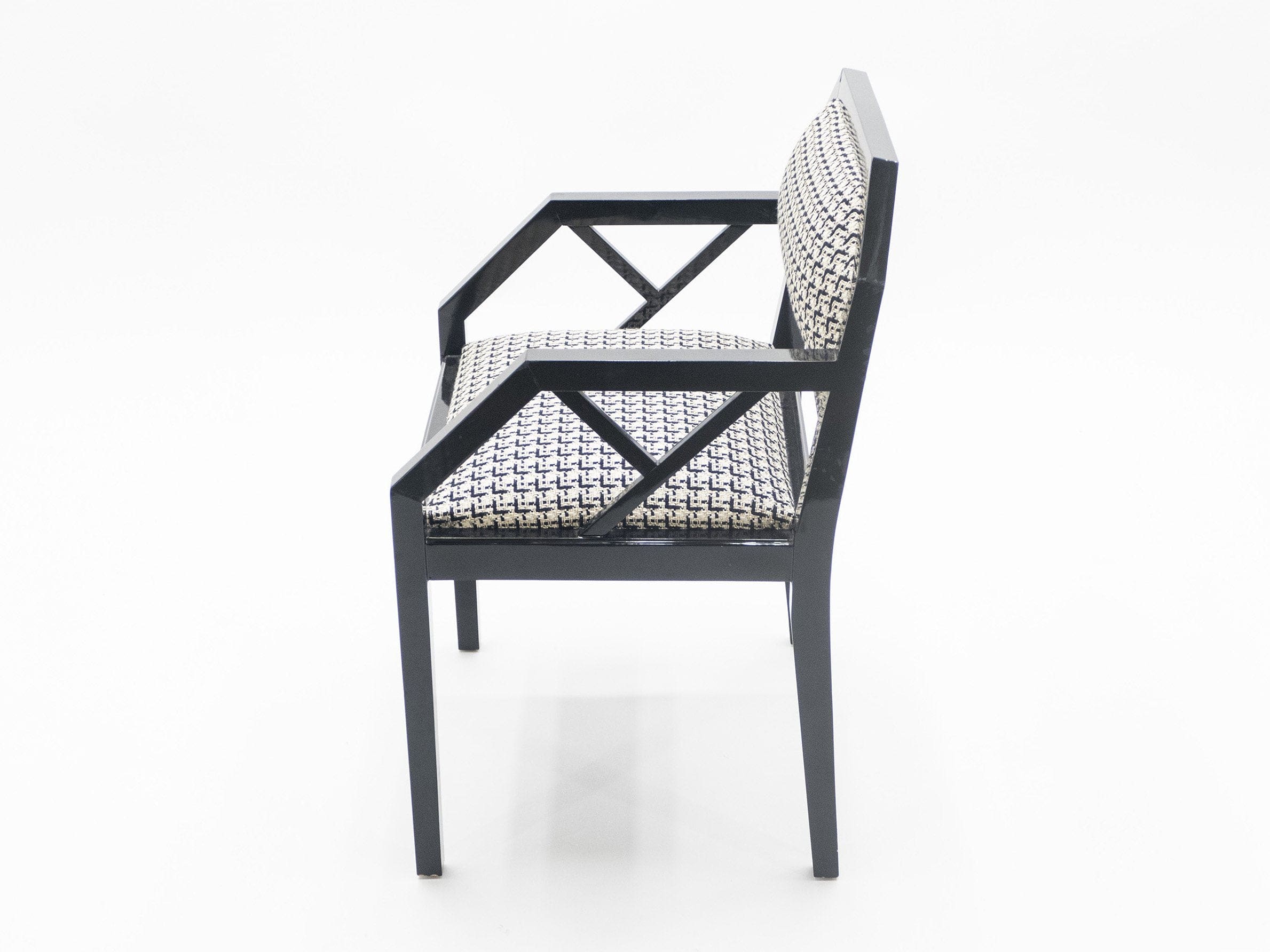 Paire de Fauteuils en Laque Noire par J.C. Mahey, Années 1970