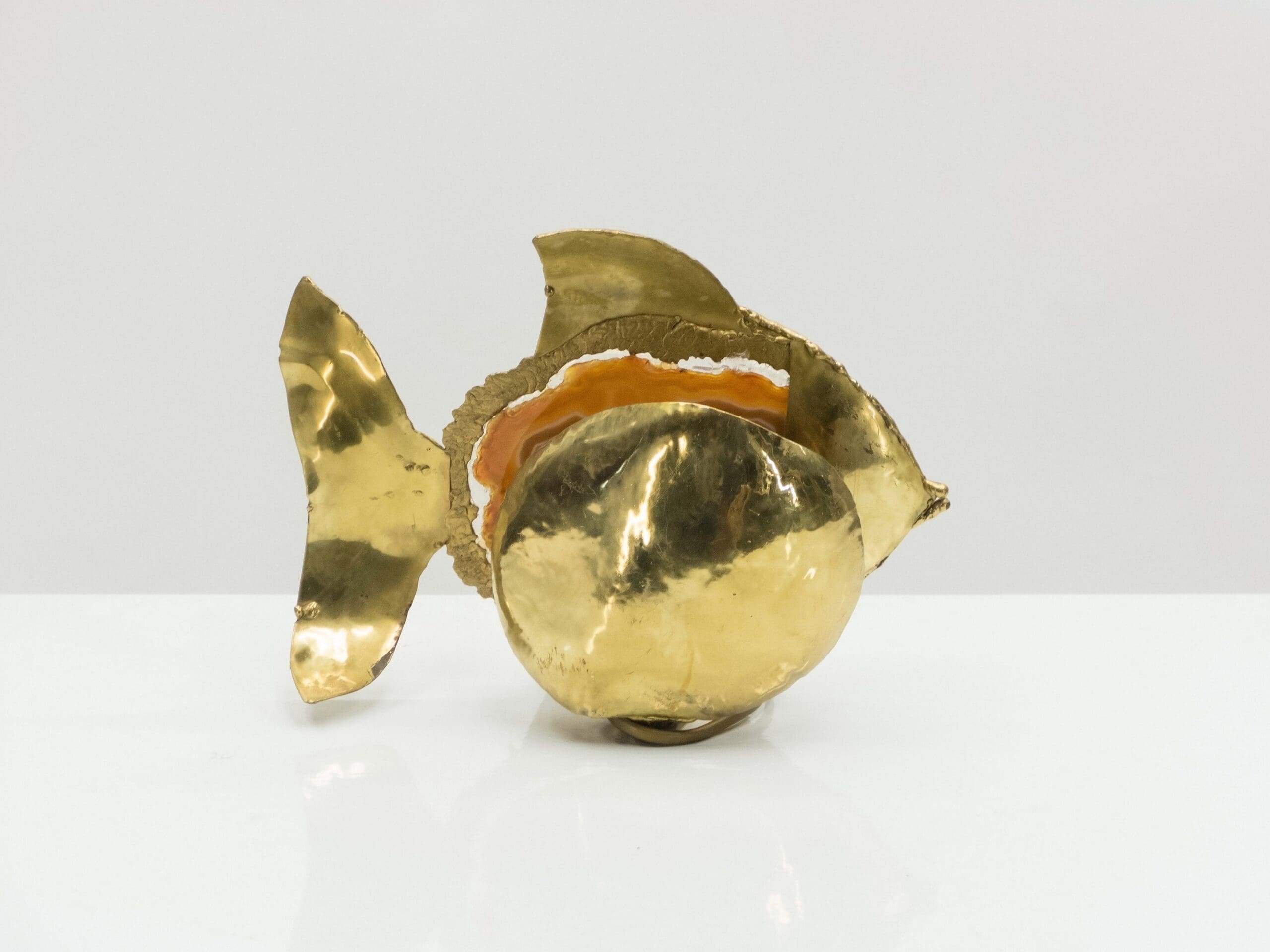 Lampe en Laiton et Agate par Jacques Duval-Brasseur, Années 1970